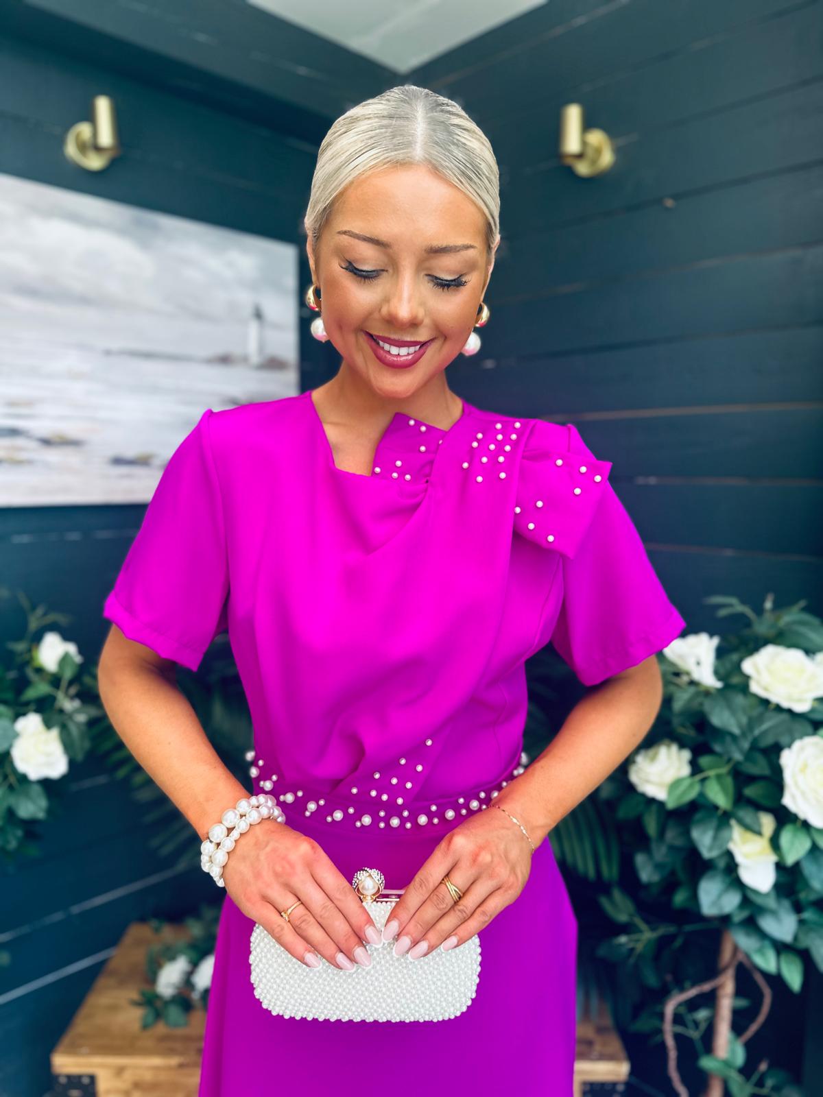 Blake Pearl Embellished Occasion Dress Orchid