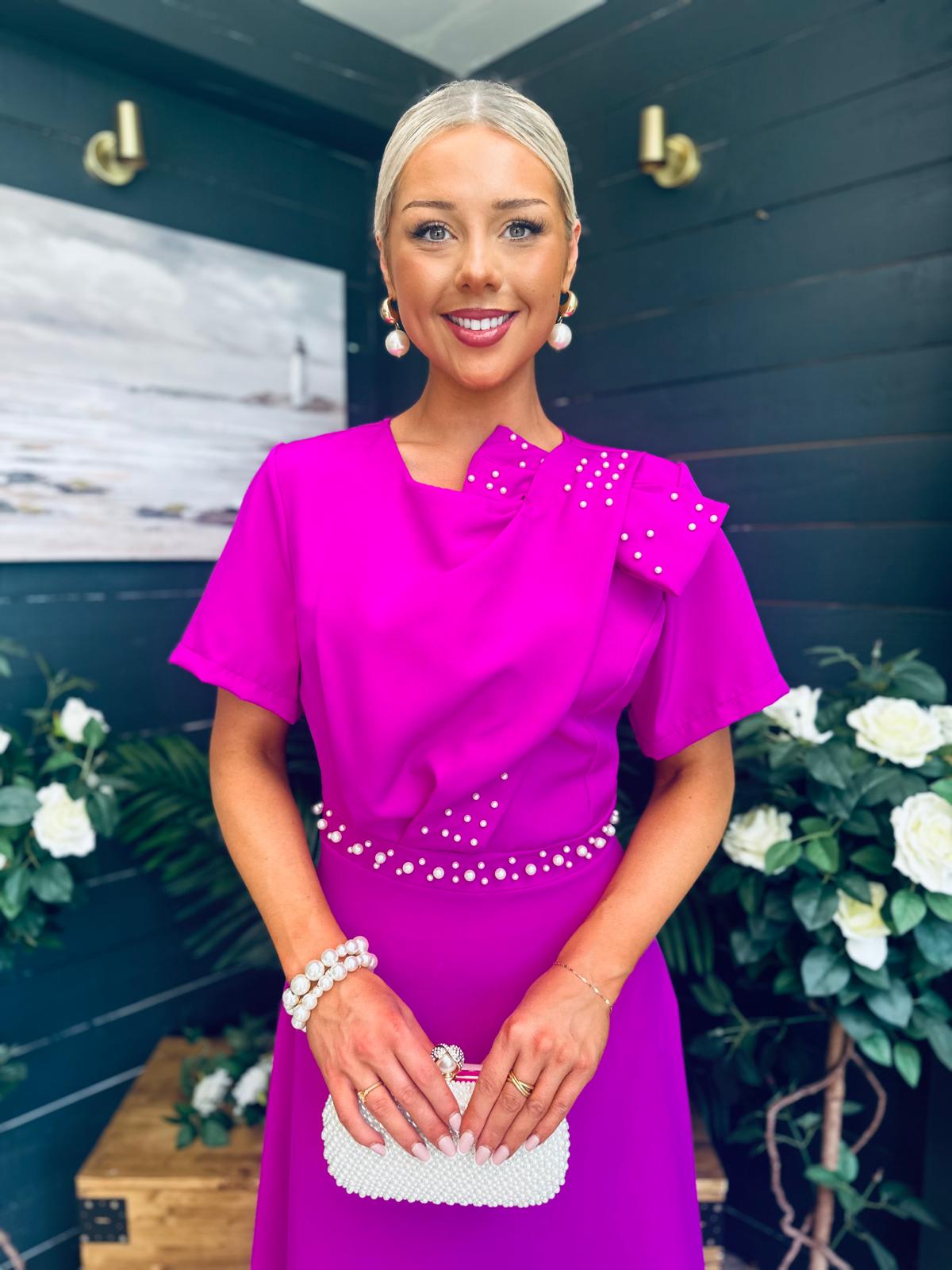 Blake Pearl Embellished Occasion Dress Orchid