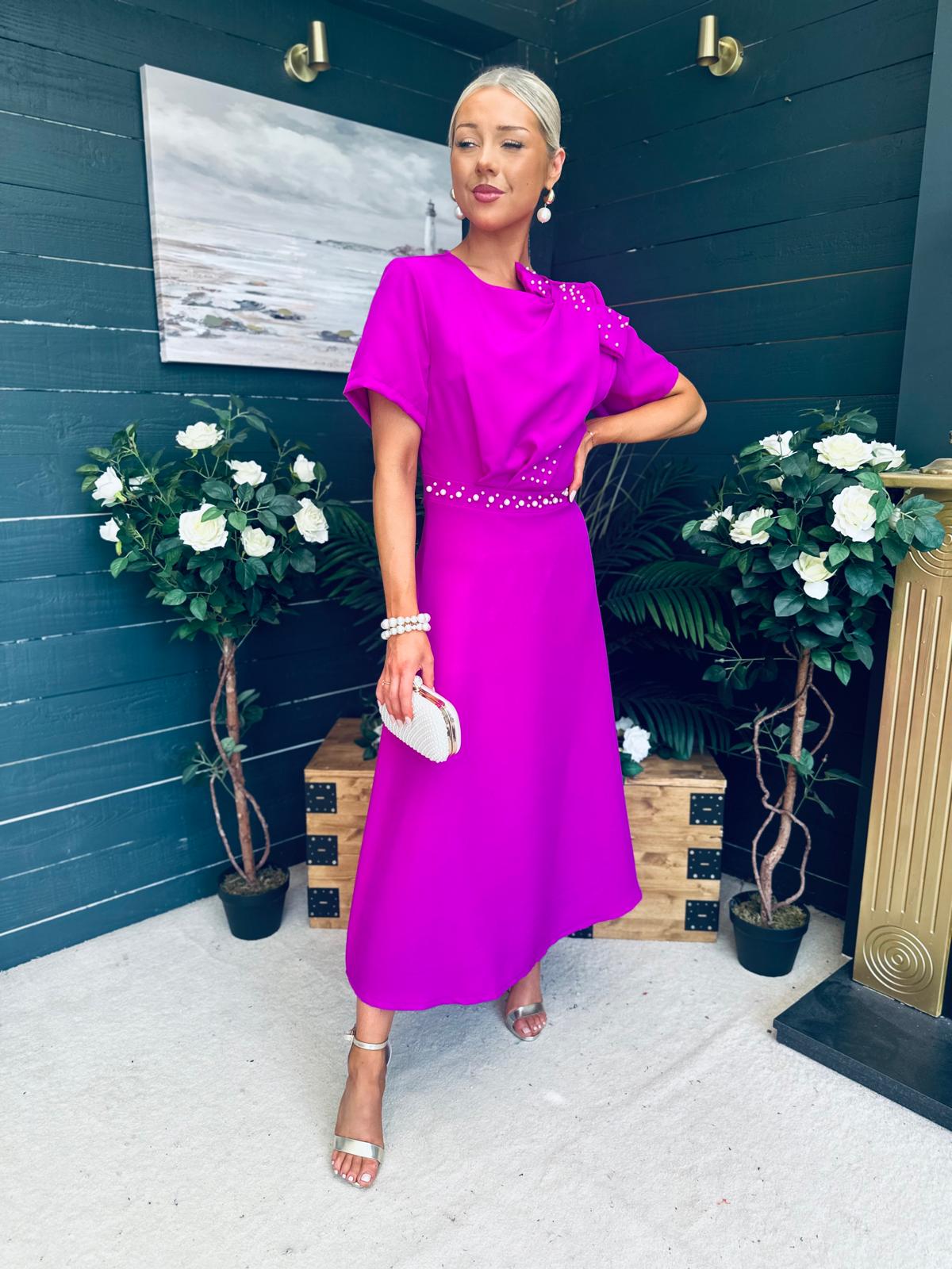 Blake Pearl Embellished Occasion Dress Orchid