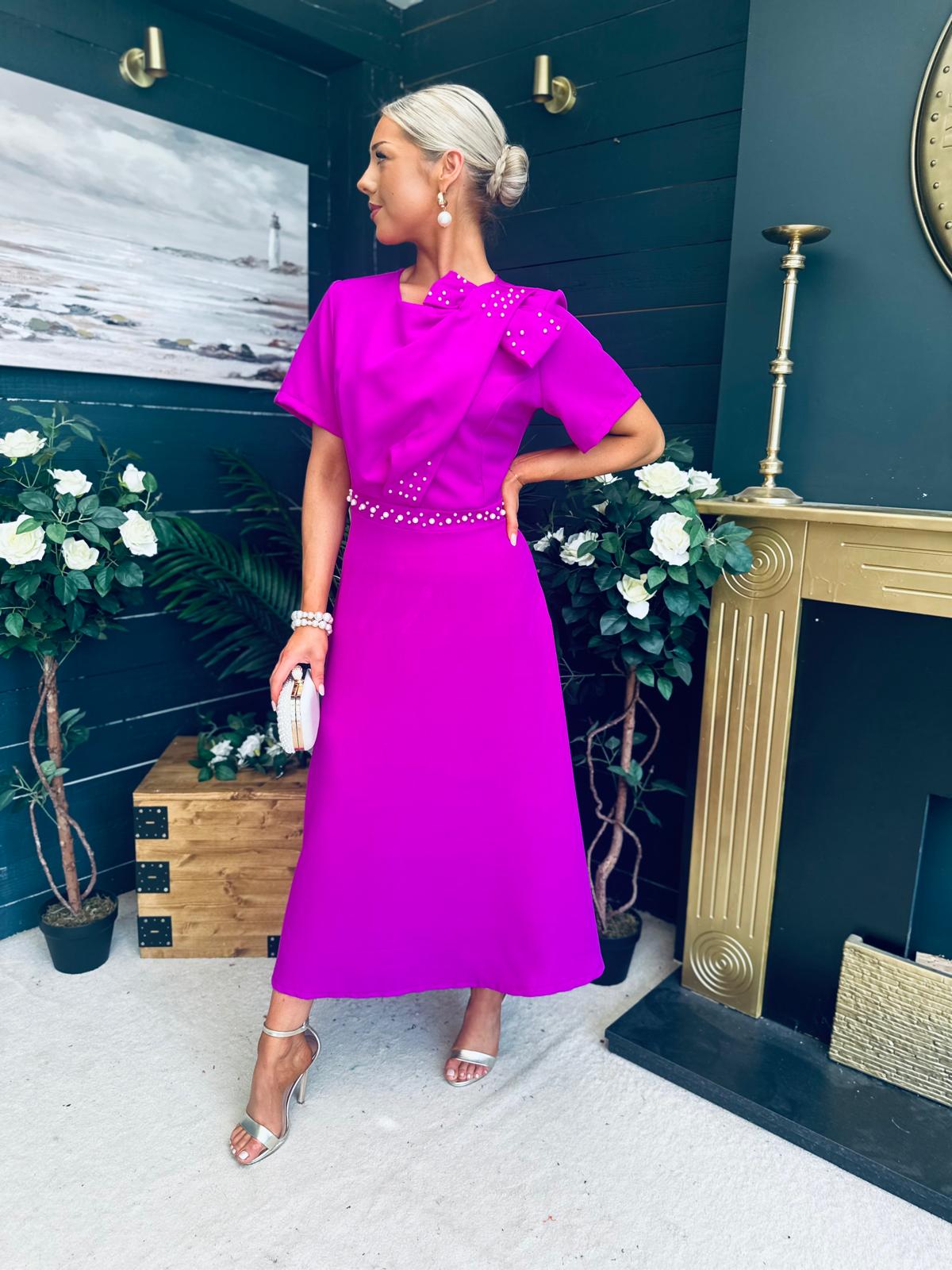 Blake Pearl Embellished Occasion Dress Orchid