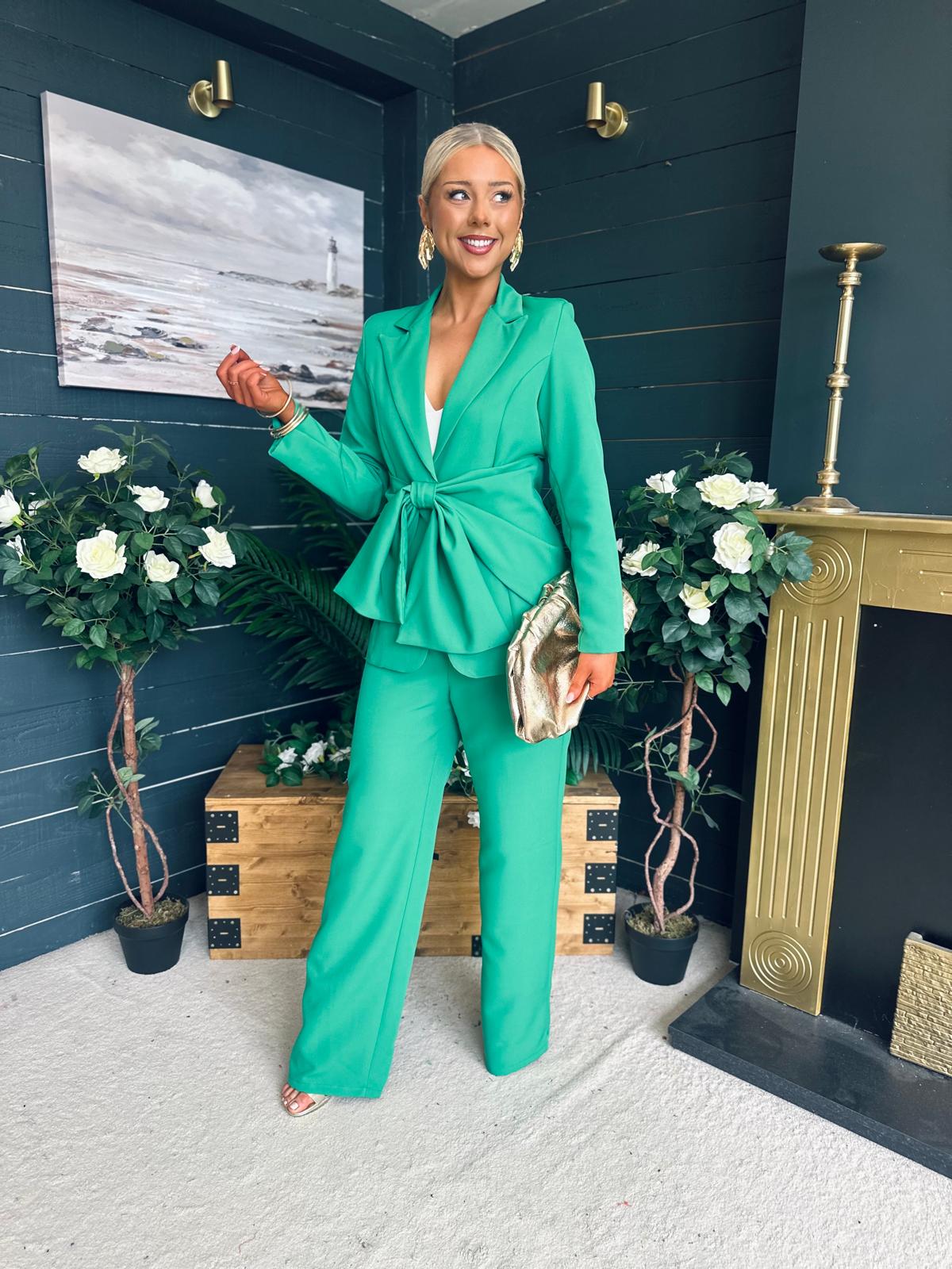 Rachel Detailed Occasion Suit Emerald