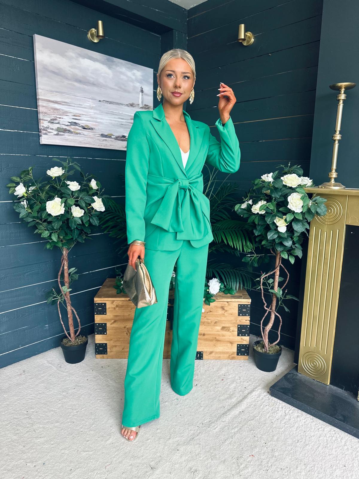 Rachel Detailed Occasion Suit Emerald