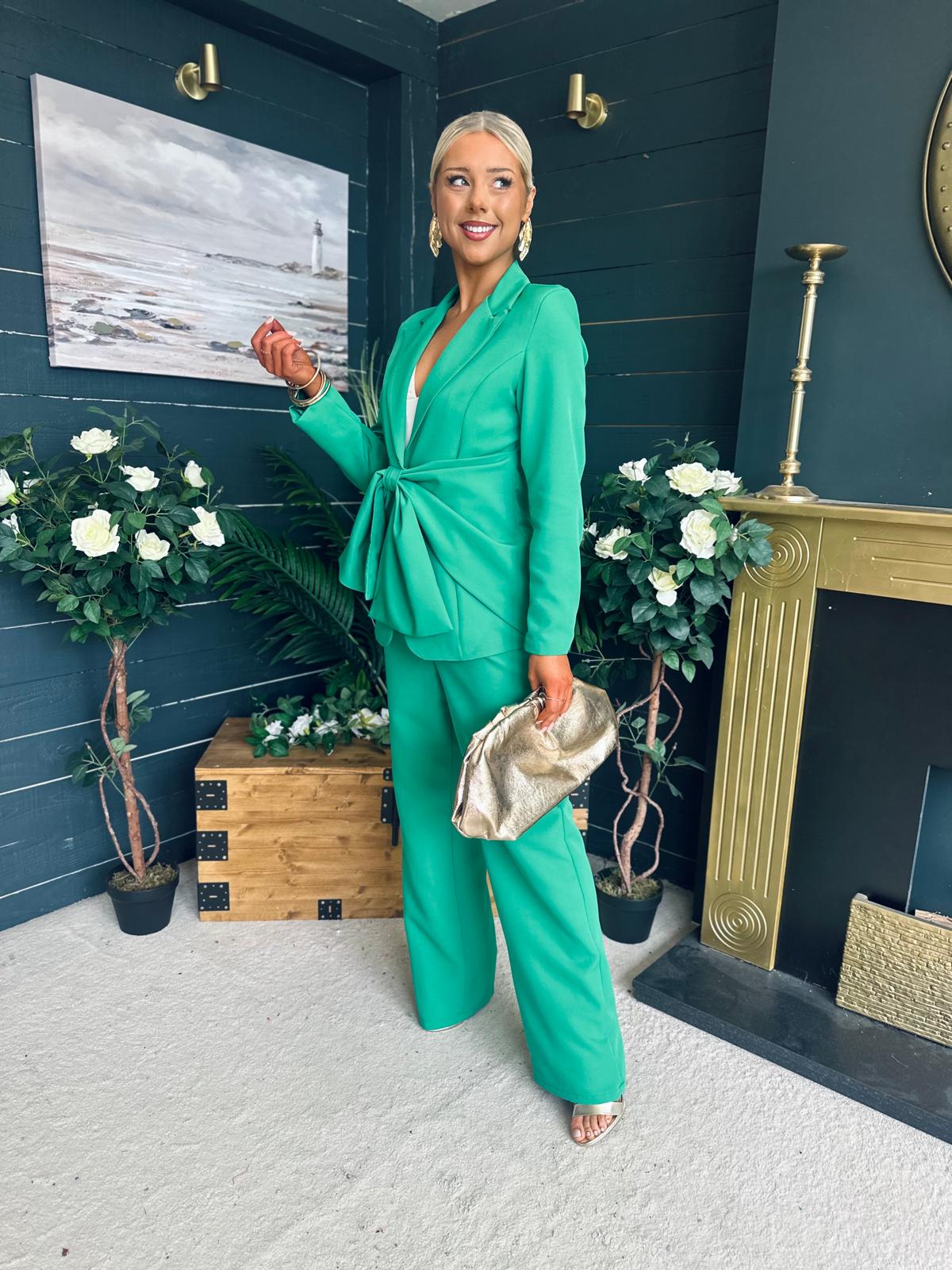 Rachel Detailed Occasion Suit Emerald