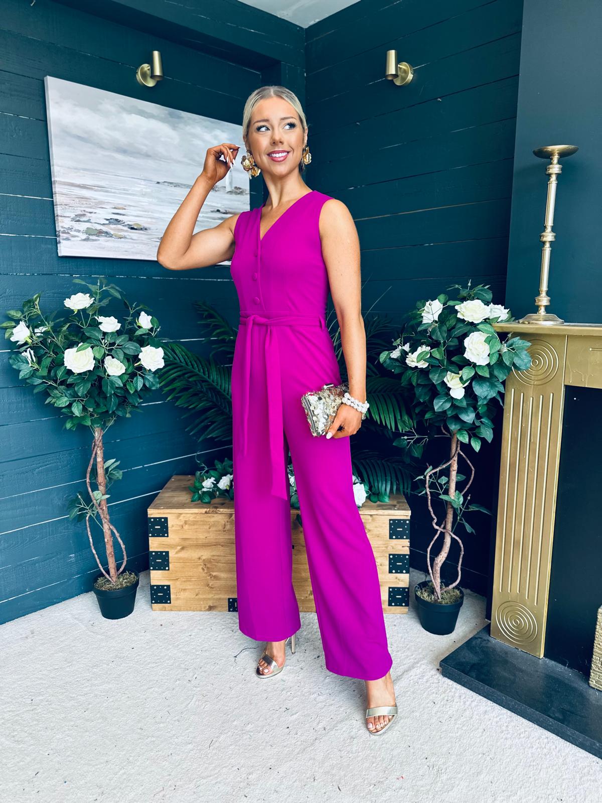 Trisha Tailored Waistcoat Jumpsuit Orchid