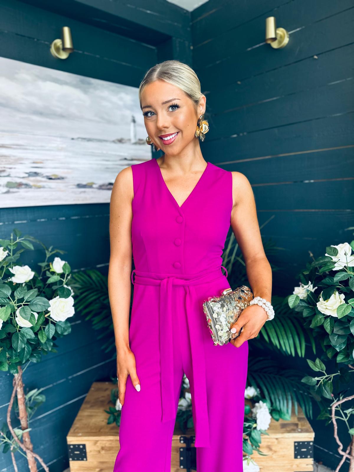 Trisha Tailored Waistcoat Jumpsuit Orchid