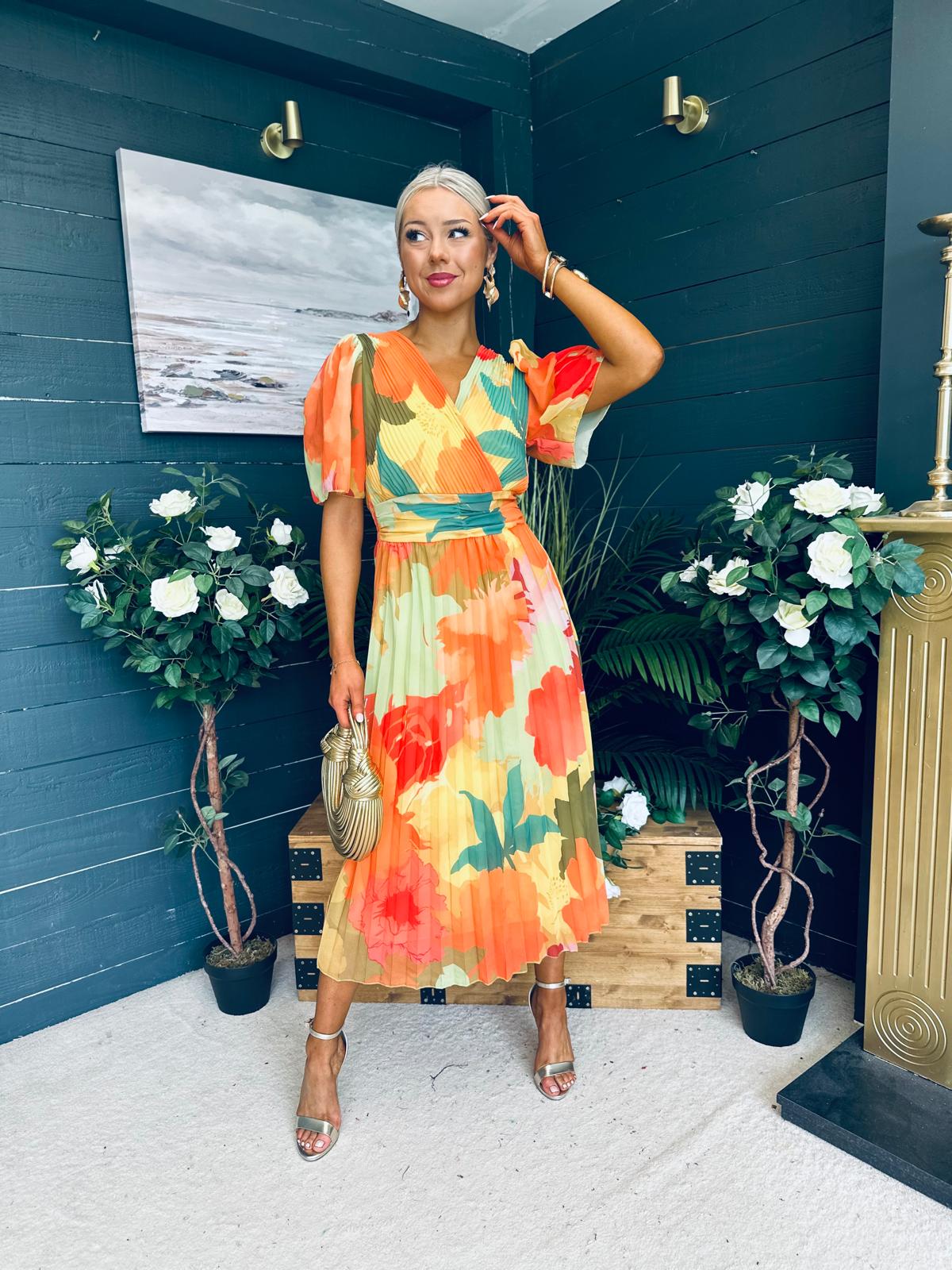 Charlie Banded Midi Dress Coral