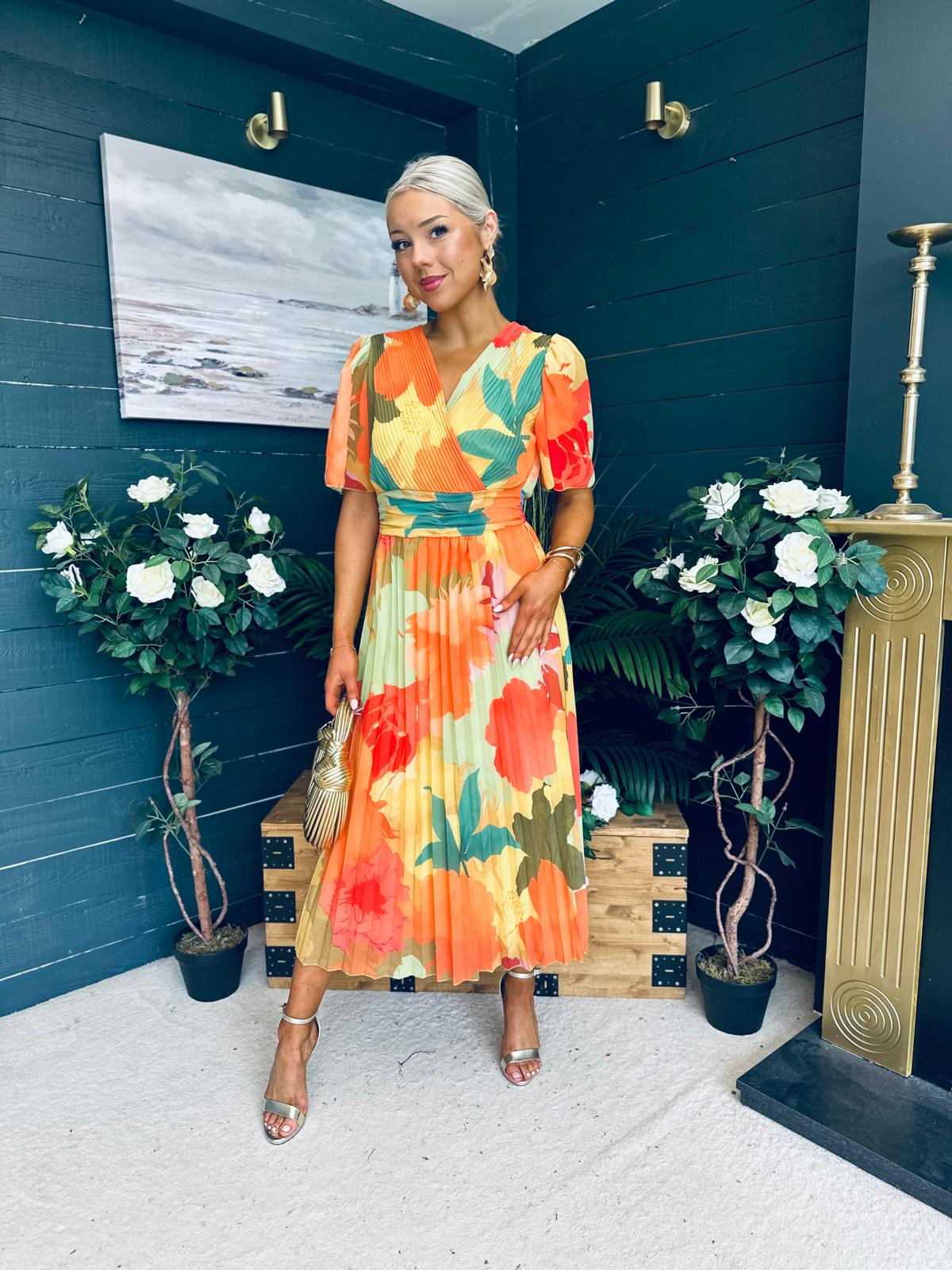 Charlie Banded Midi Dress Coral