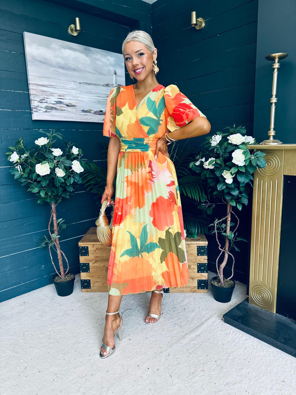 Charlie Banded Midi Dress Coral