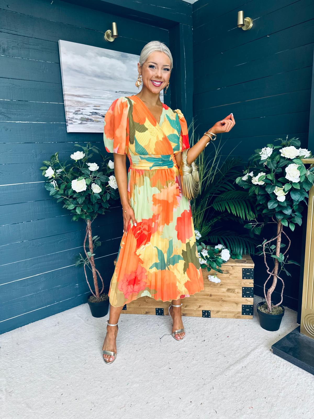 Charlie Banded Midi Dress Coral