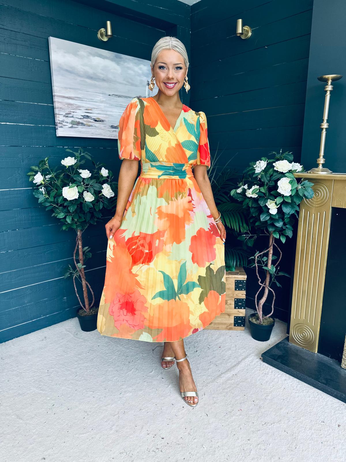 Charlie Banded Midi Dress Coral