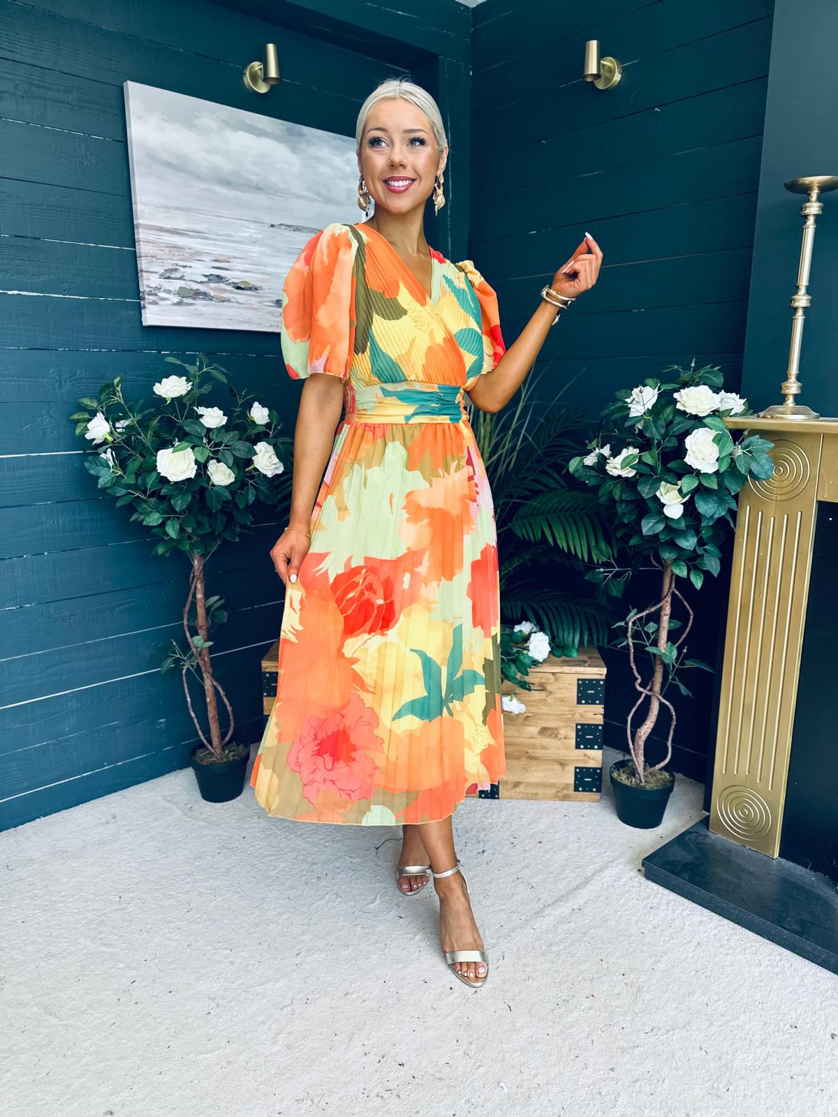 Charlie Banded Midi Dress Coral