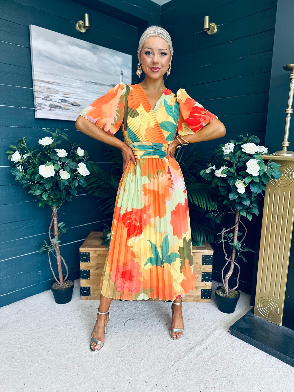 Charlie Banded Midi Dress Coral