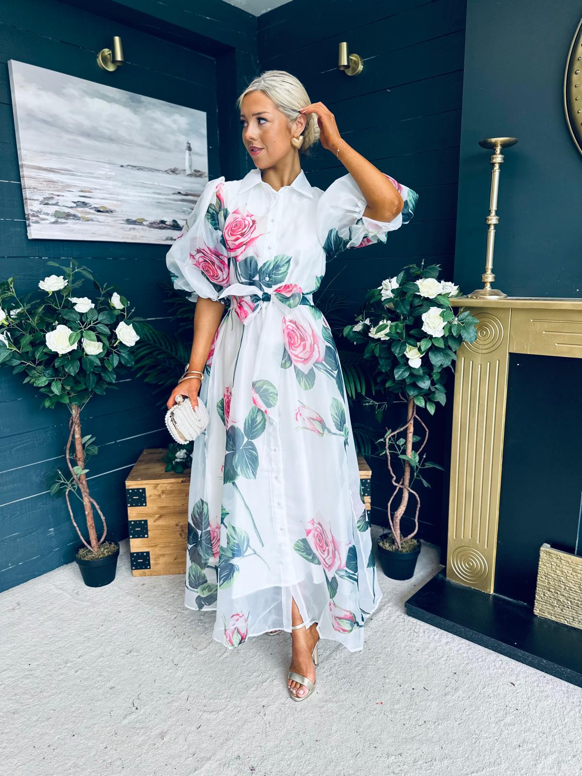 Jude Button Down Occasion Dress White