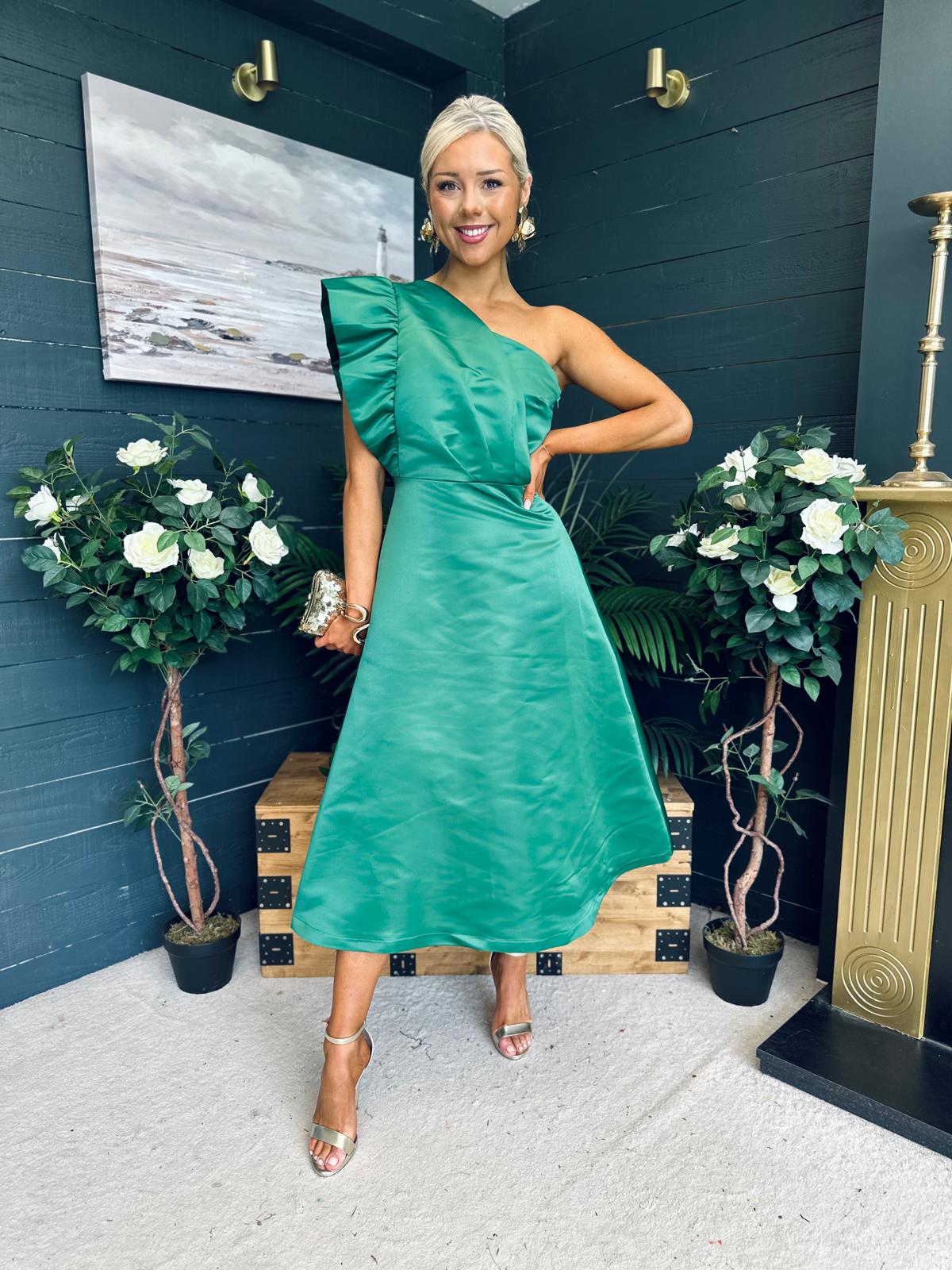 Poppy Detailed Occasion Dress Green