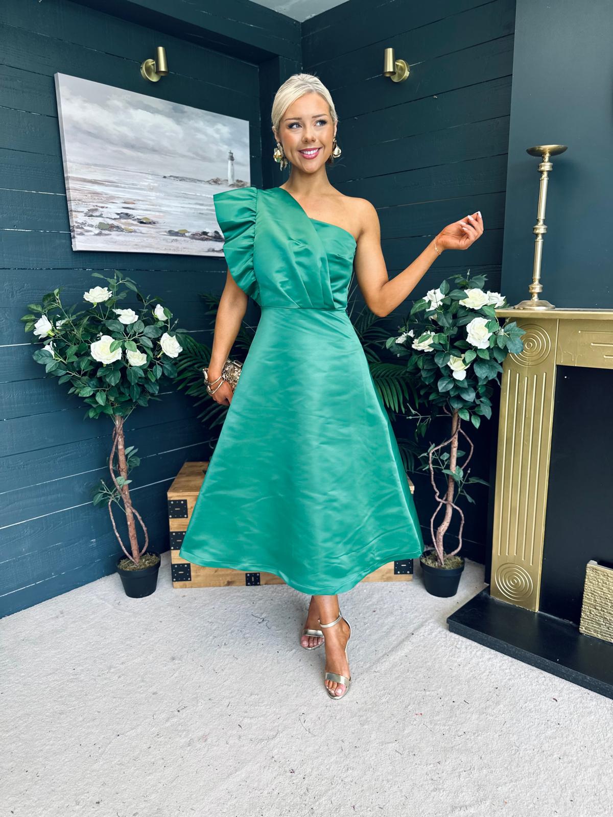 Poppy Detailed Occasion Dress Green