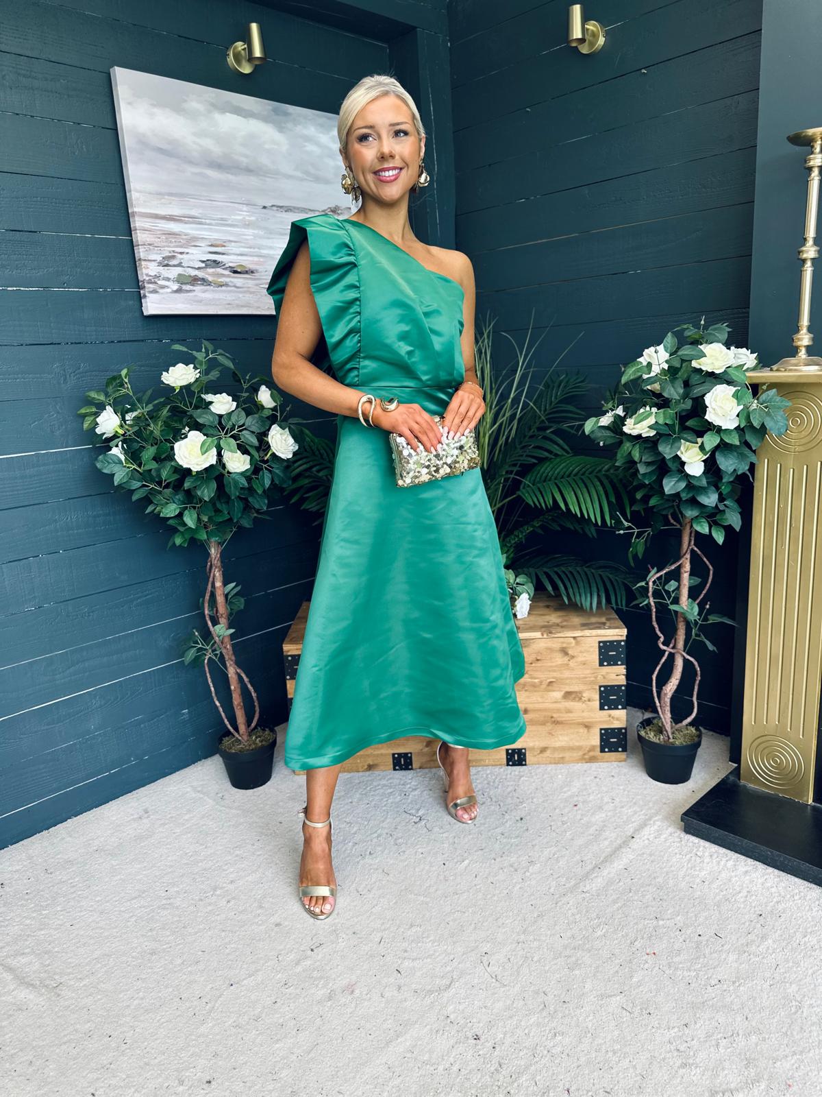 Poppy Detailed Occasion Dress Green