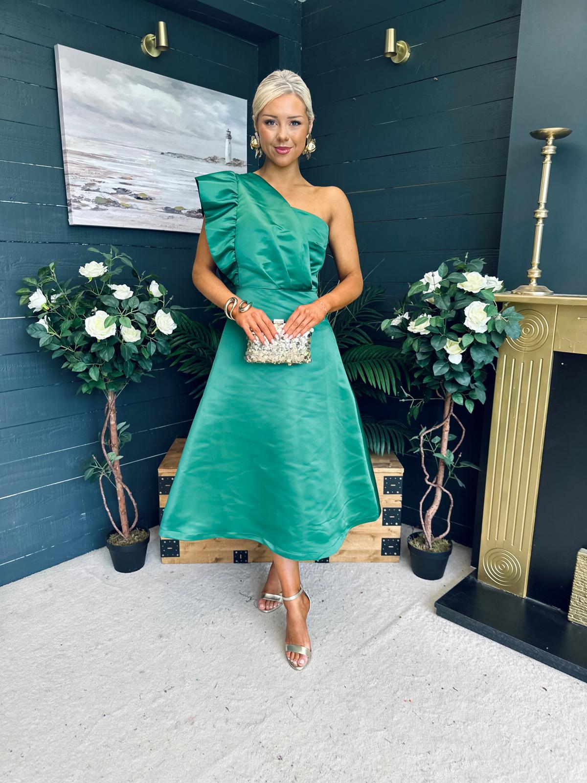 Poppy Detailed Occasion Dress Green