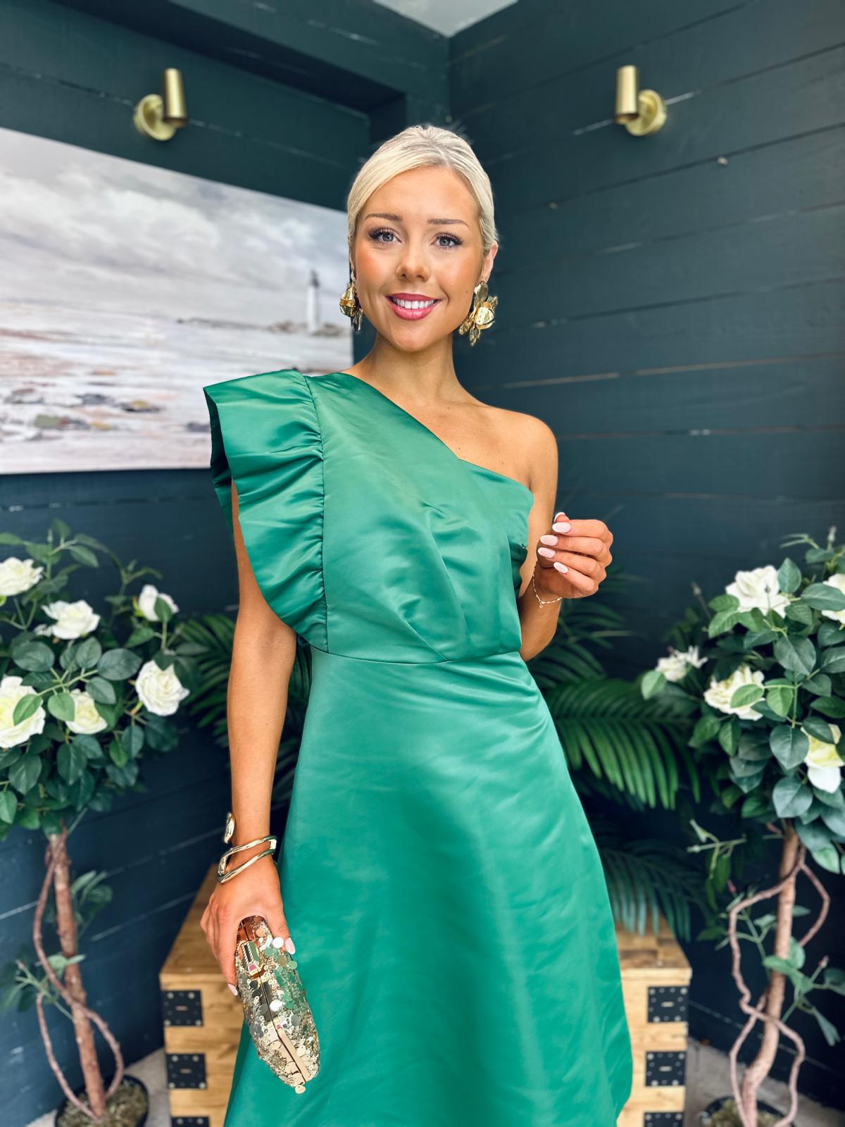 Poppy Detailed Occasion Dress Green