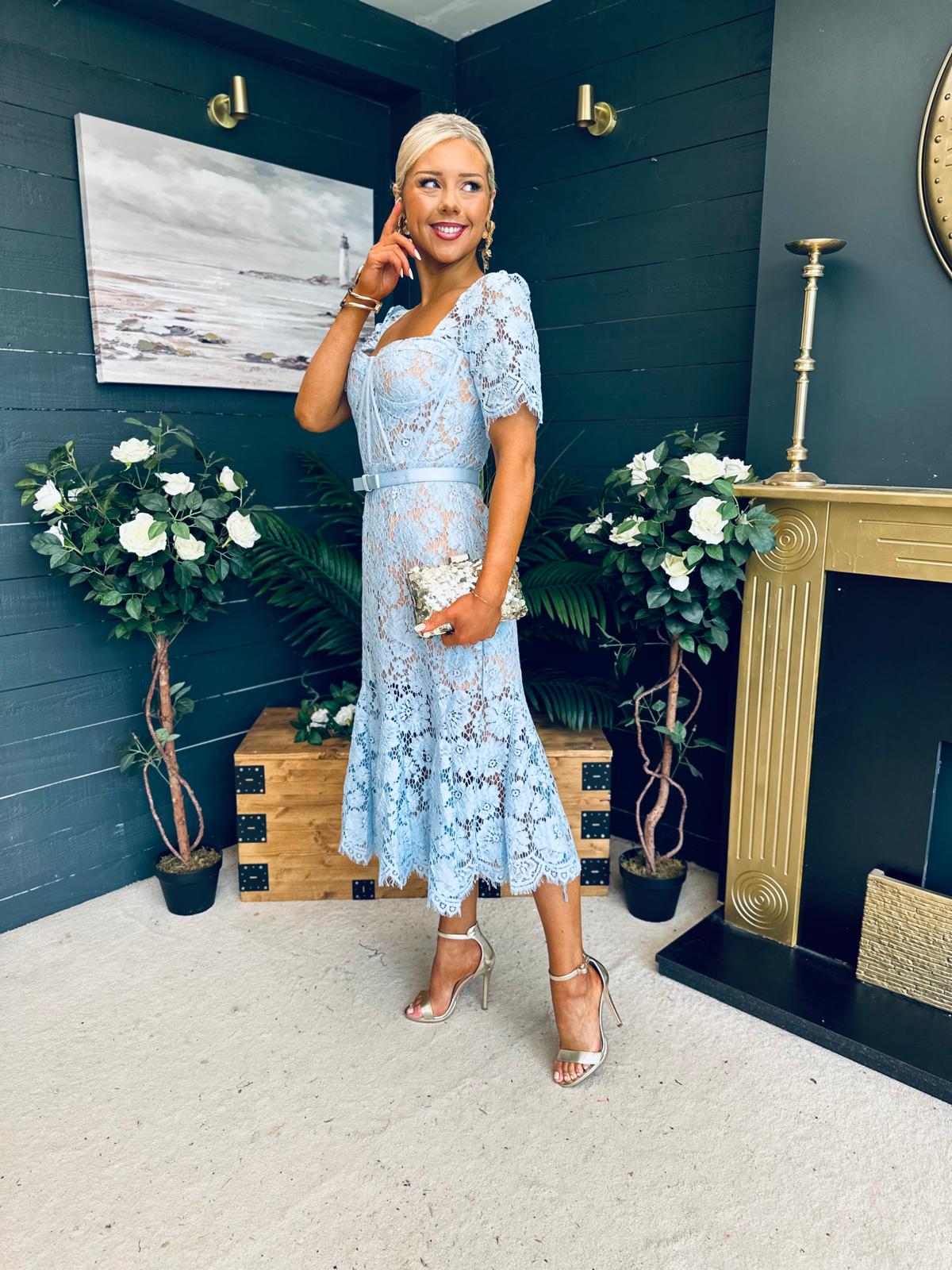 Sammy Lace Occasion Midi Dress Pwr Blue