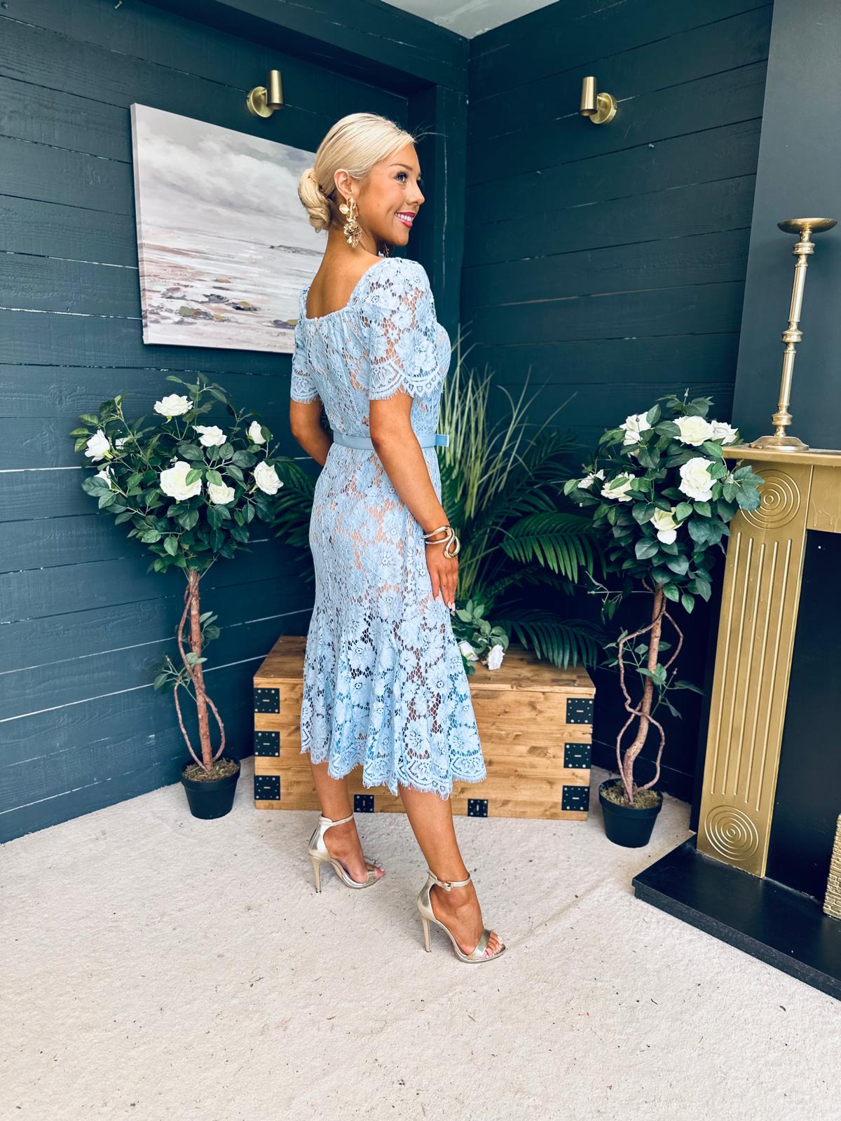 Sammy Lace Occasion Midi Dress Pwr Blue