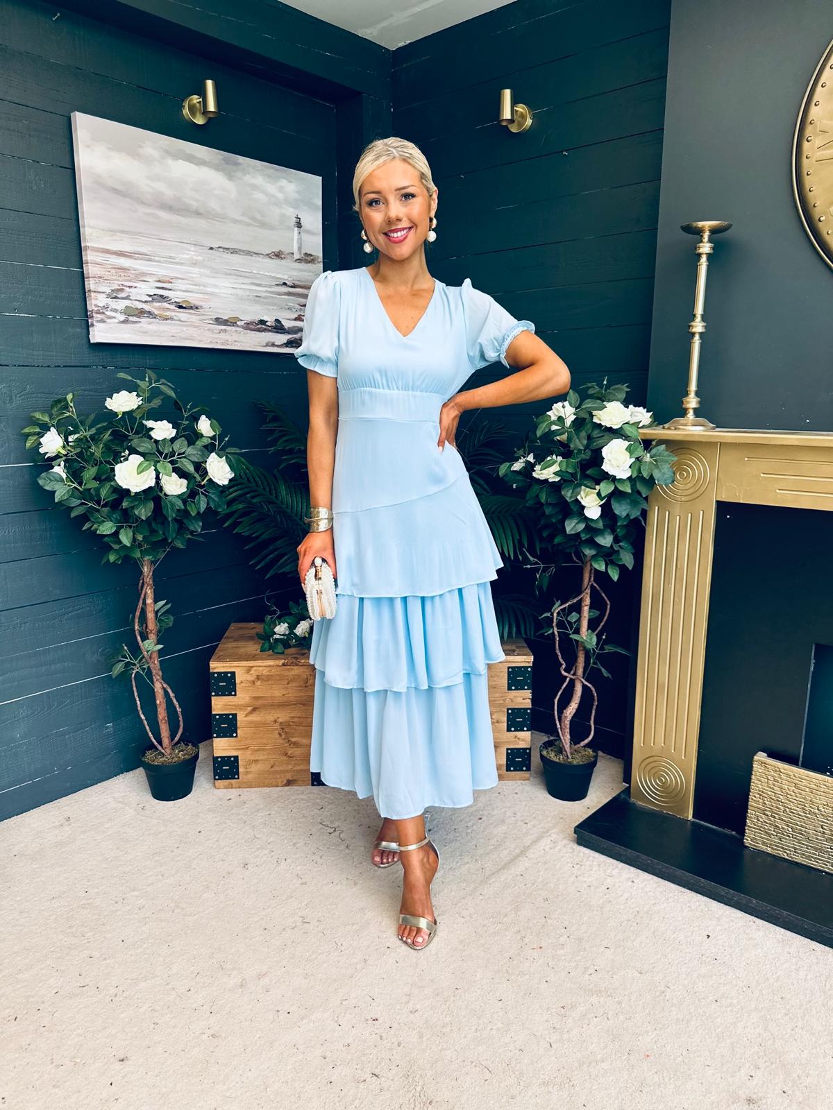 Beky Layered Midi Dress Pwr Blue