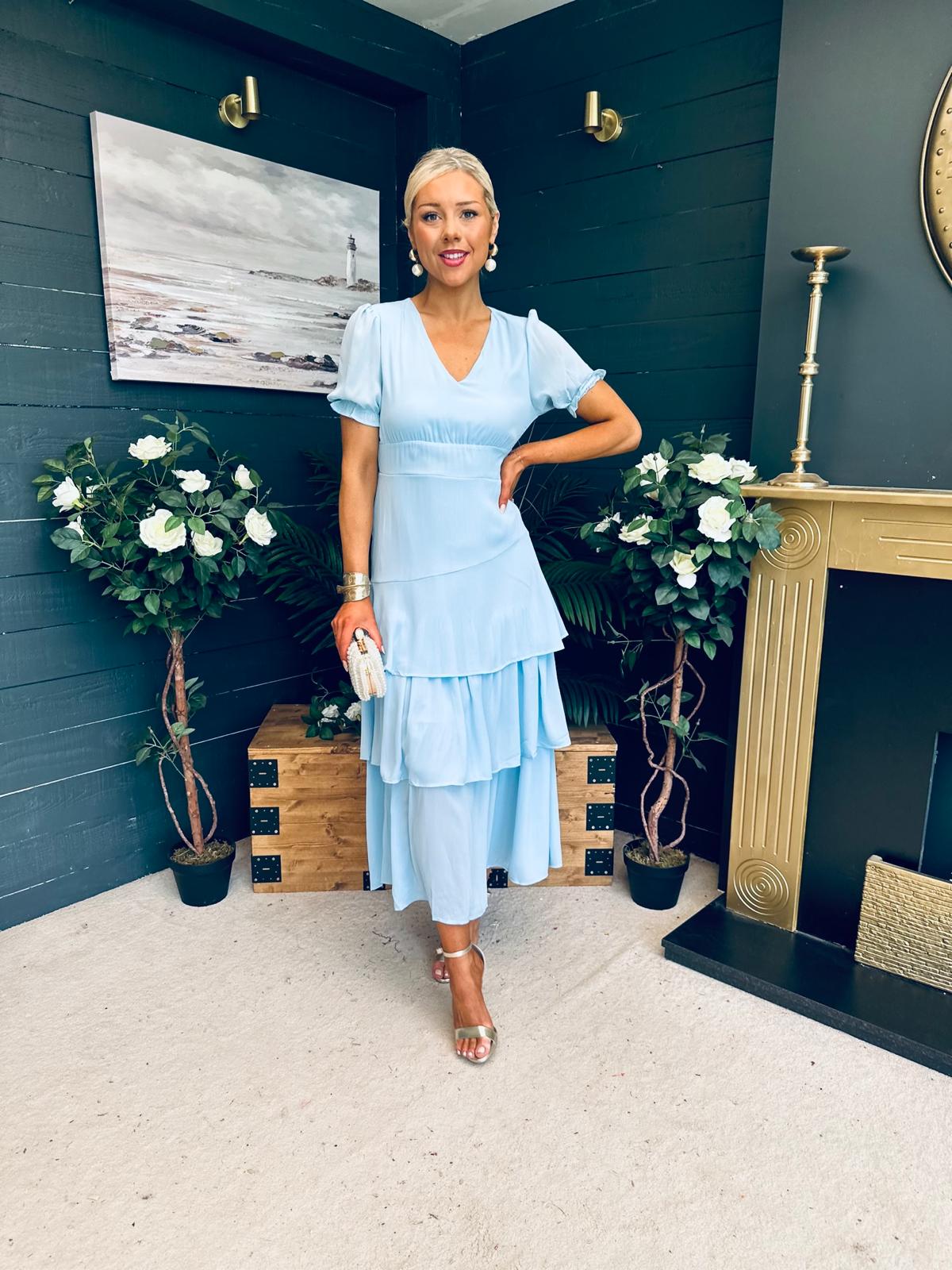 Beky Layered Midi Dress Pwr Blue
