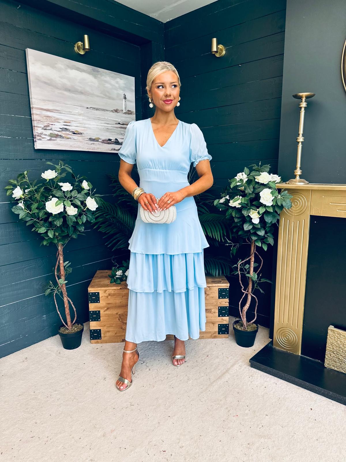 Beky Layered Midi Dress Pwr Blue