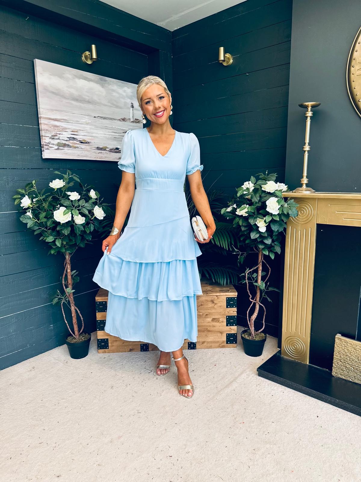 Beky Layered Midi Dress Pwr Blue
