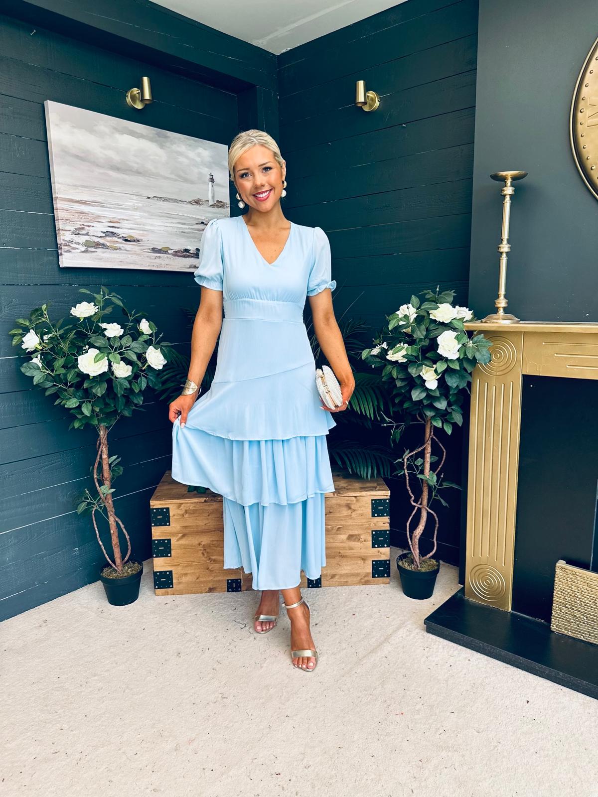Beky Layered Midi Dress Pwr Blue