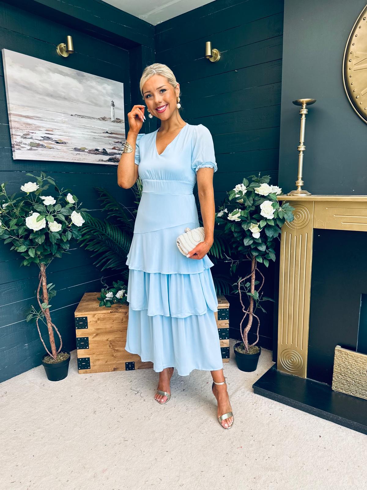 Beky Layered Midi Dress Pwr Blue