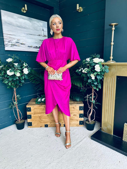 Shelly Detailed Batwing Midi Dress Orchid
