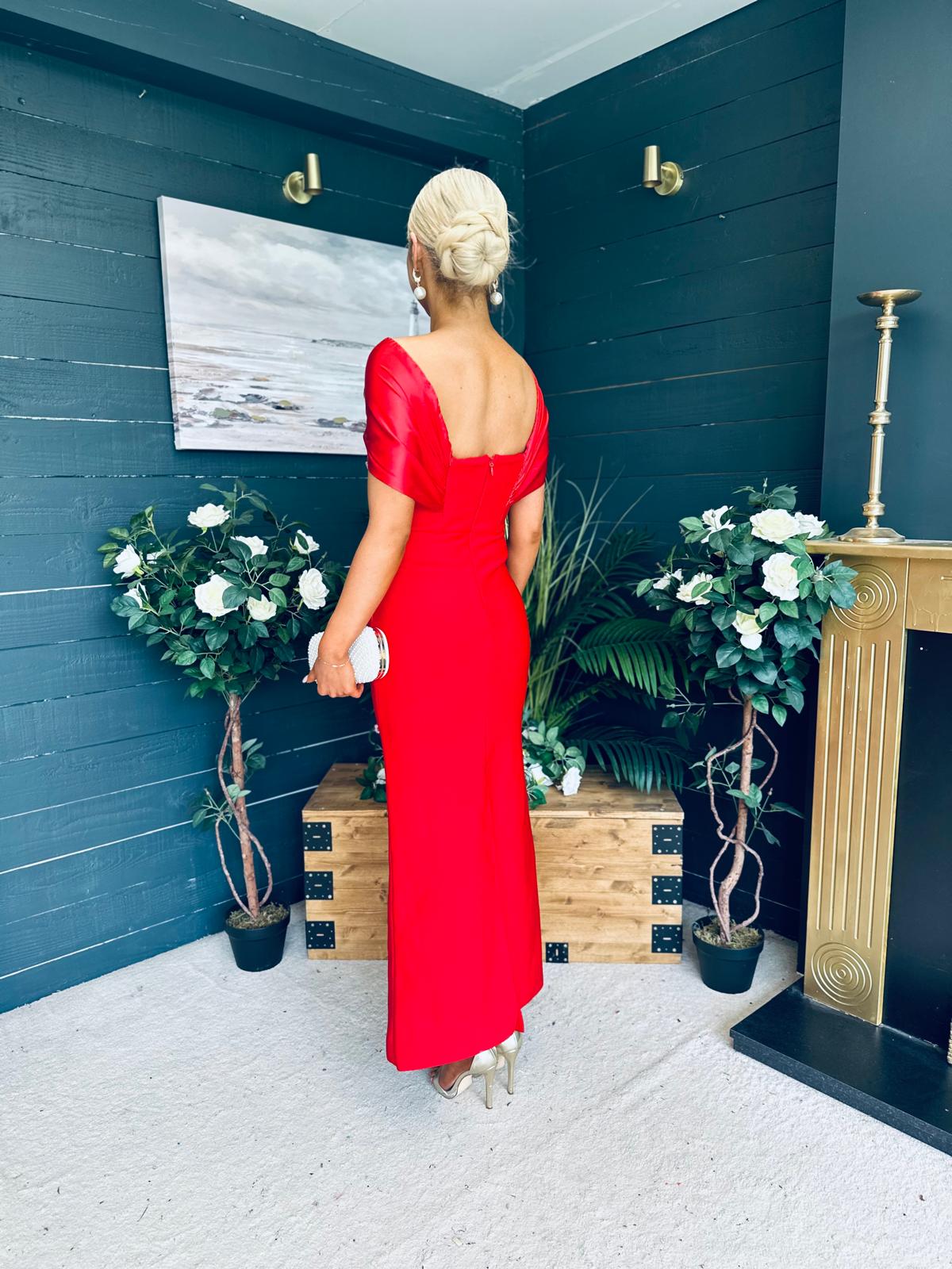 Audrey Embellished Occasion Dress Red
