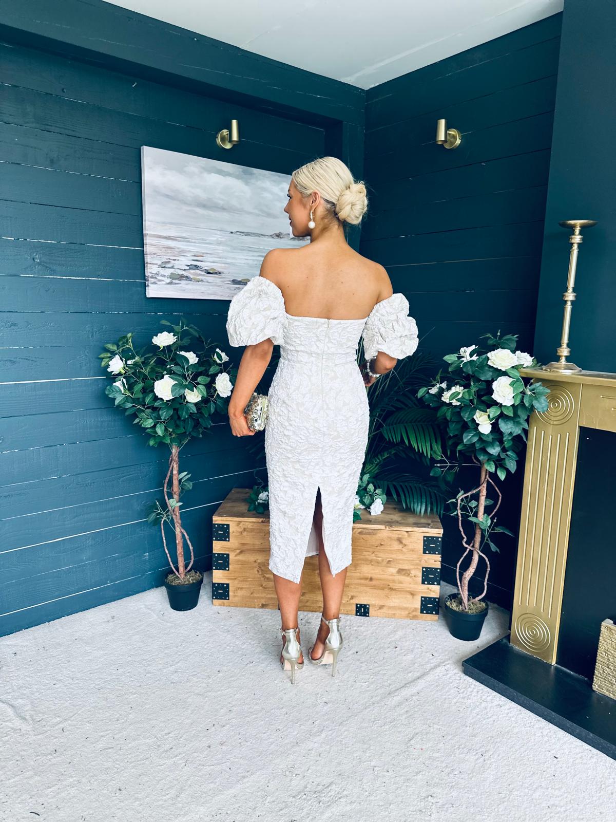 Hannah Bardot Occasion Dress Almond