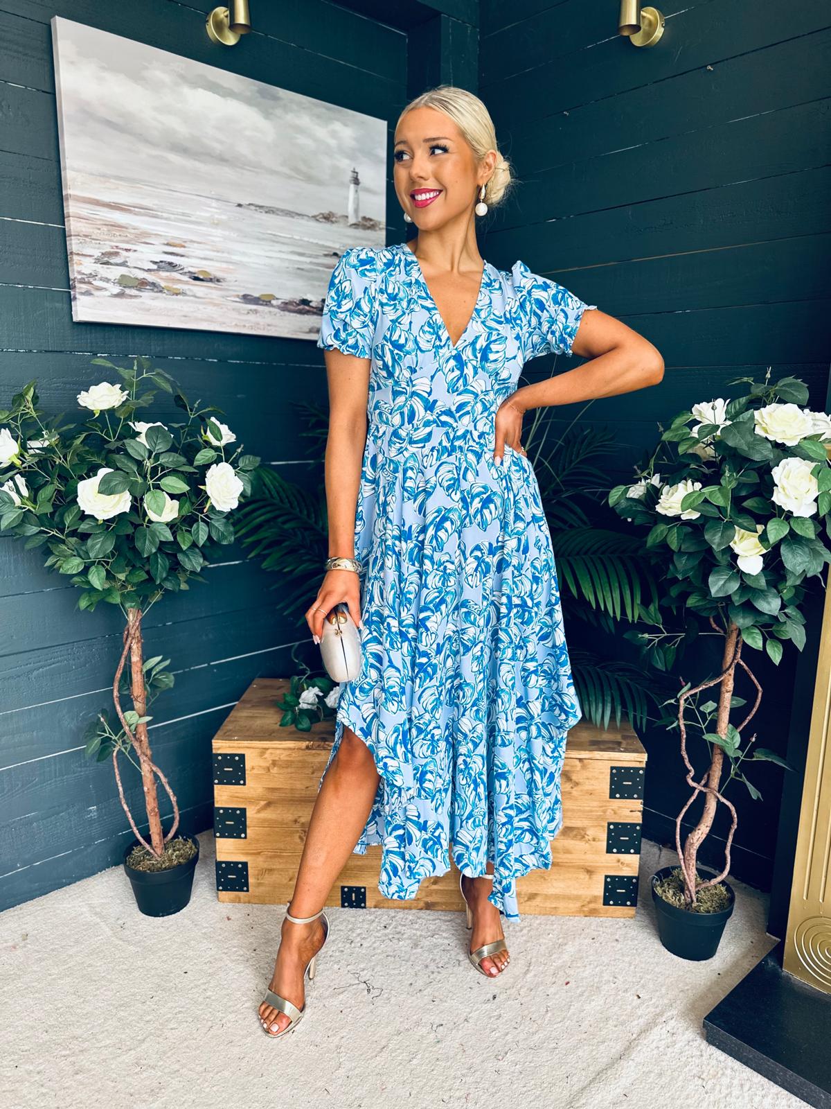 Tess Banded Midi Dress Blue