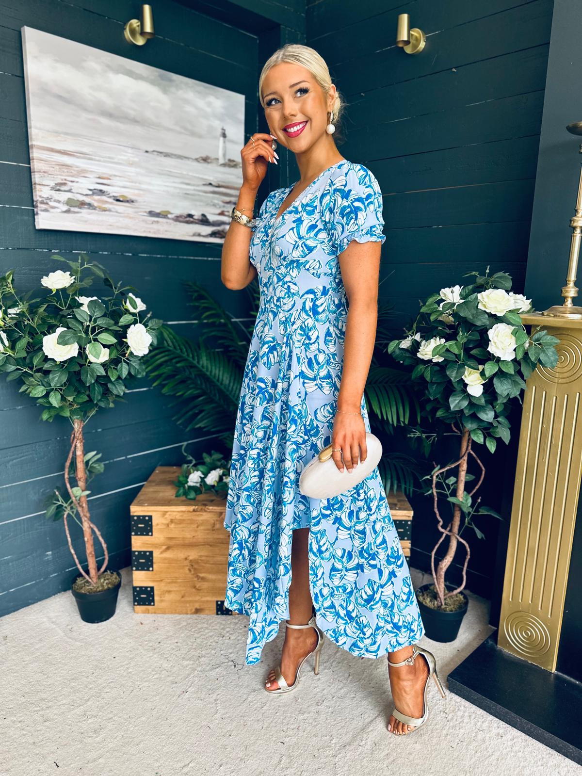 Tess Banded Midi Dress Blue
