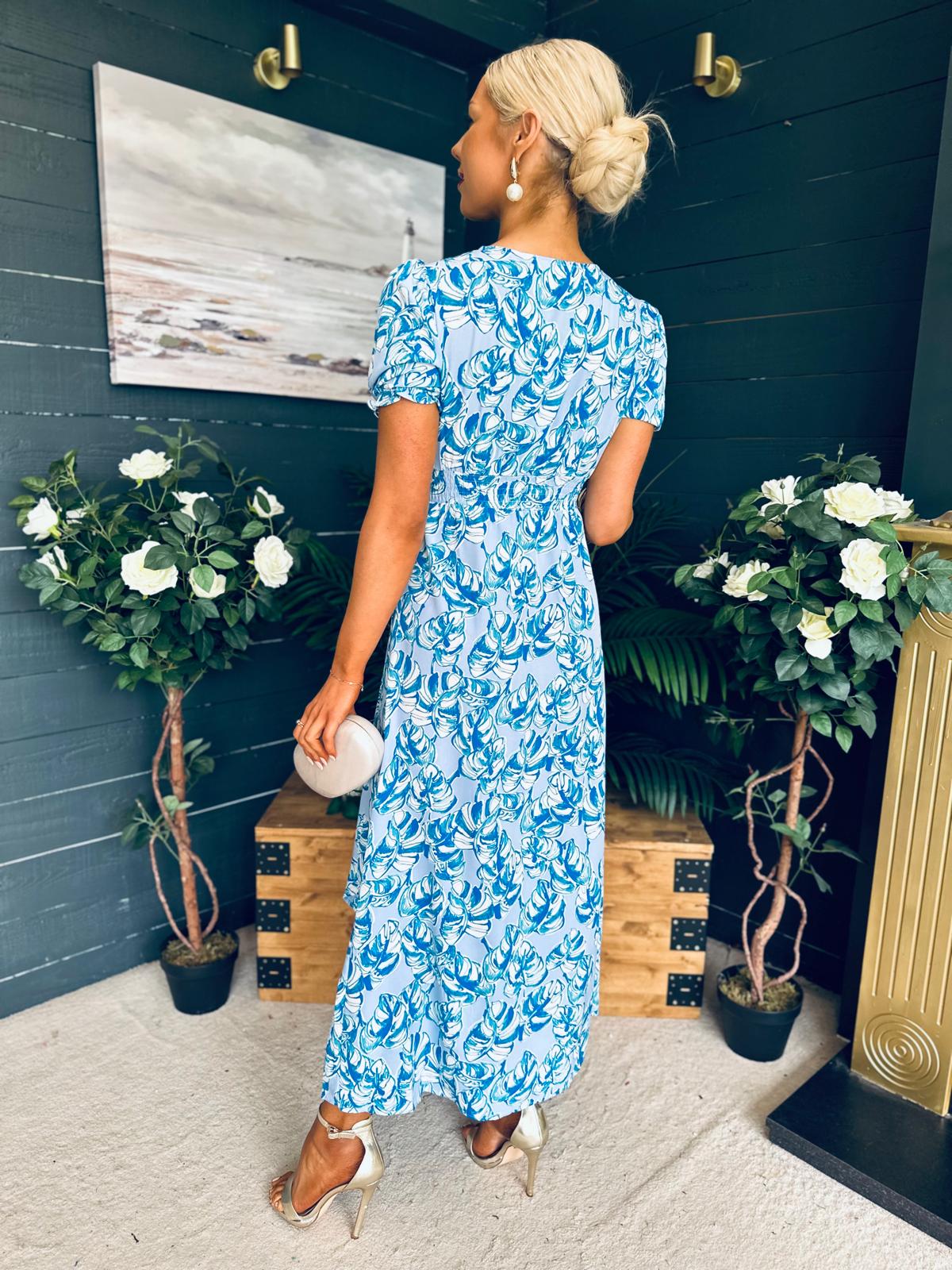 Tess Banded Midi Dress Blue