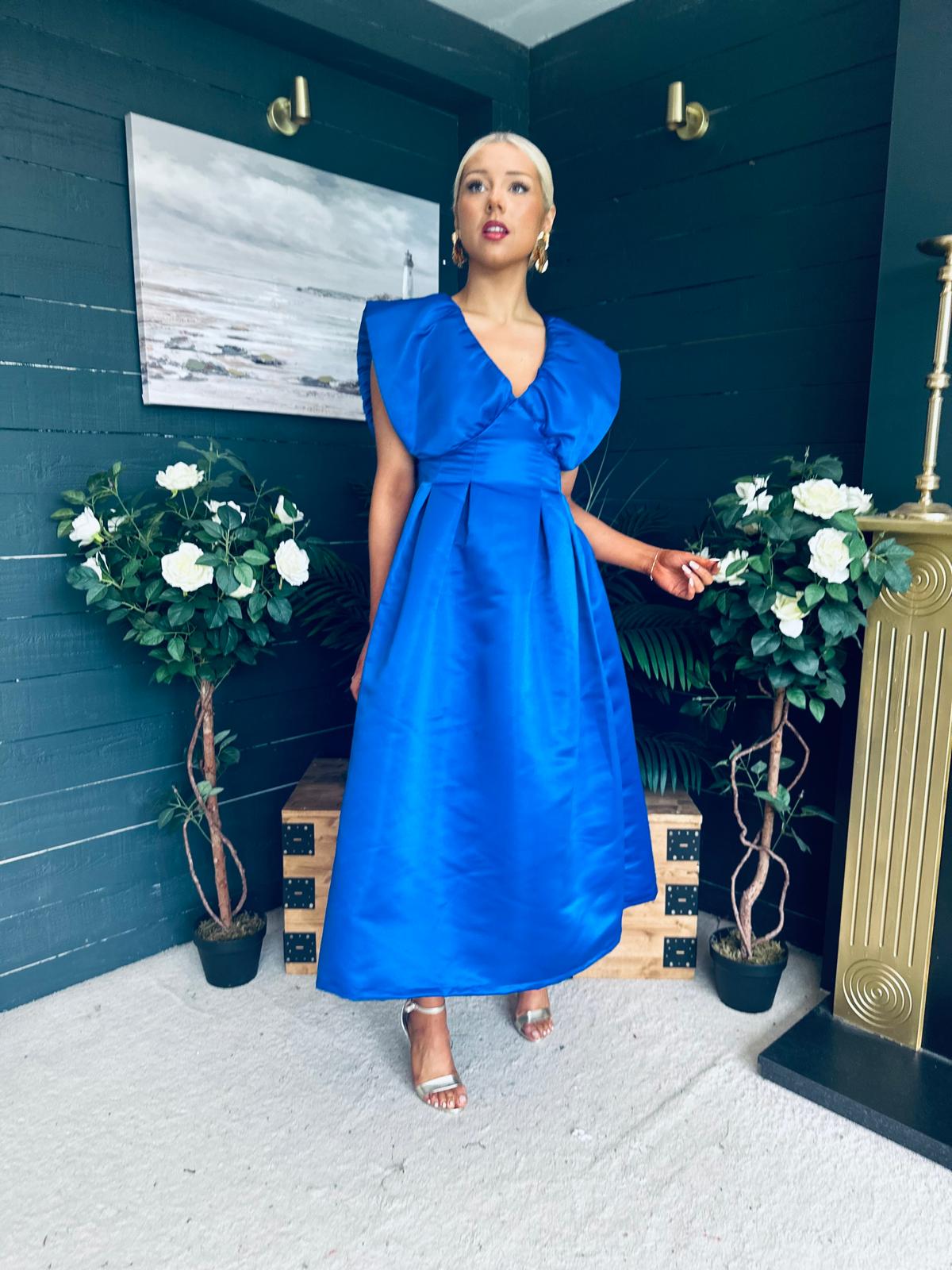 Candice Detailed Occasion Dress Cobalt