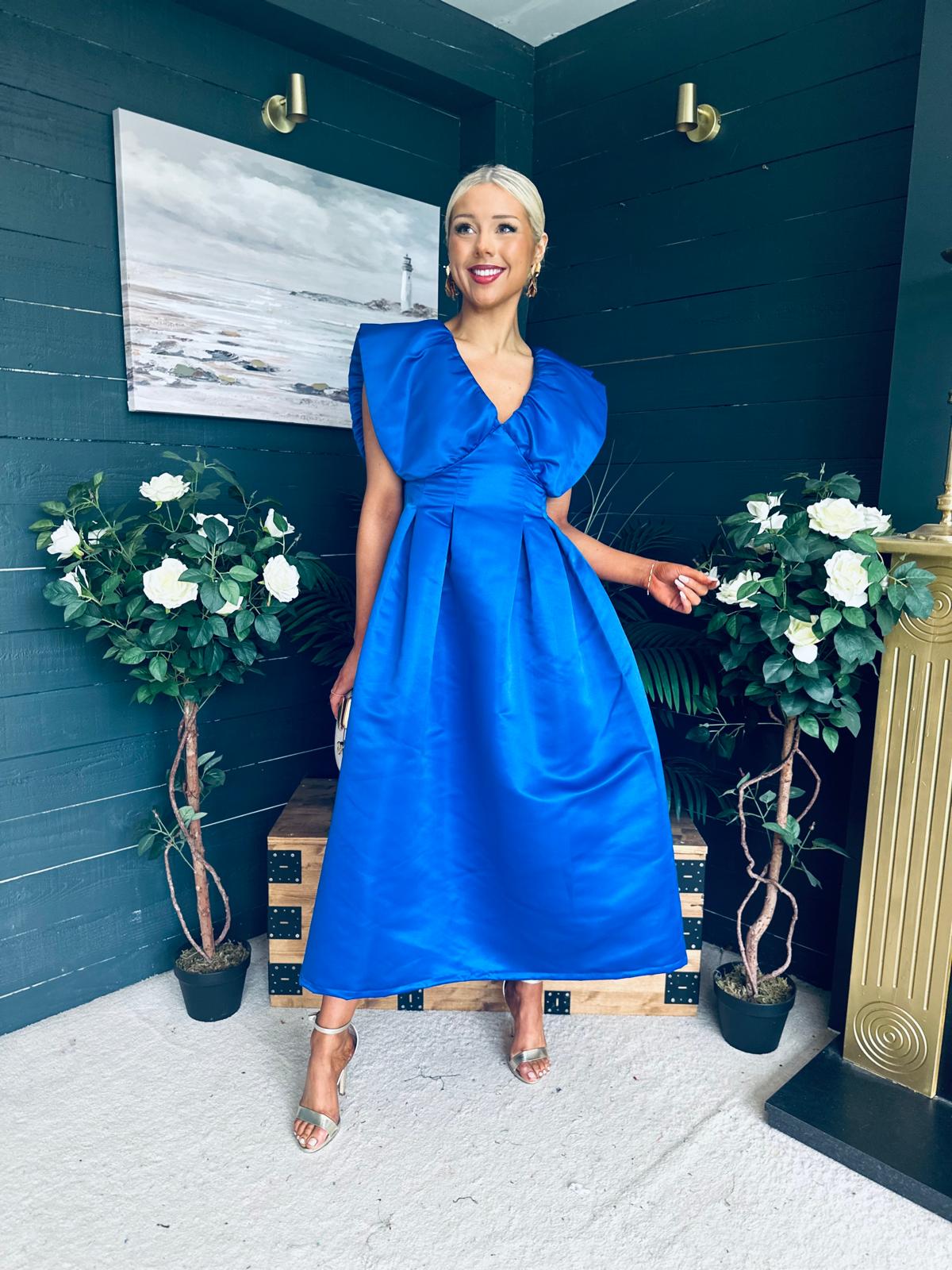 Candice Detailed Occasion Dress Cobalt