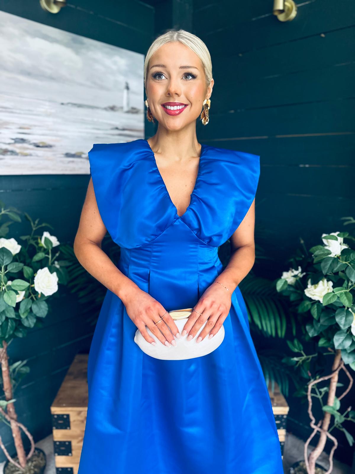 Candice Detailed Occasion Dress Cobalt