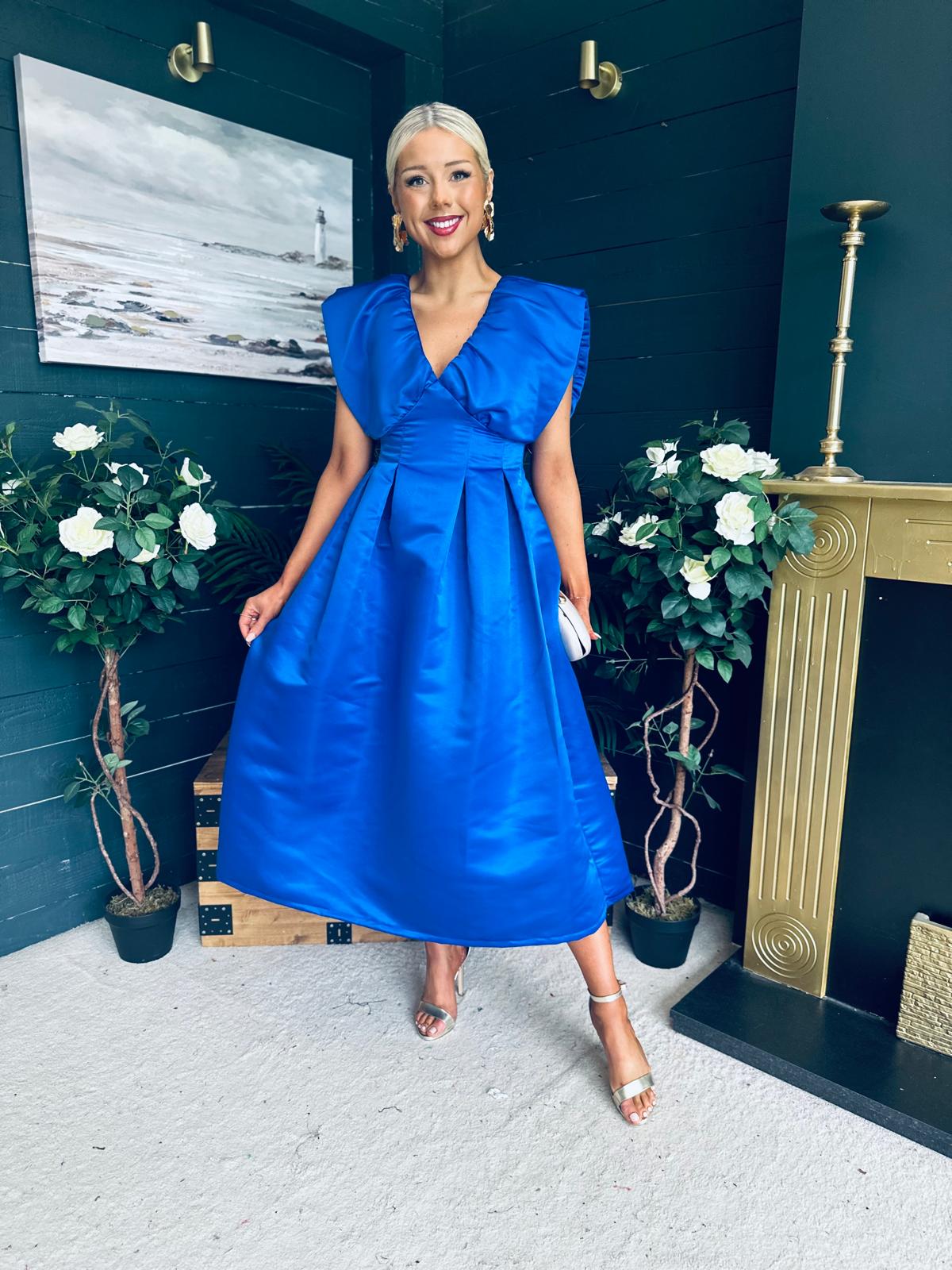 Candice Detailed Occasion Dress Cobalt