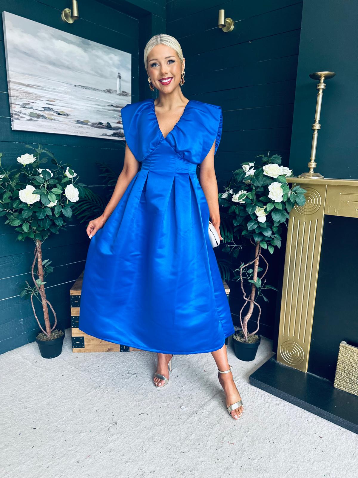 Candice Detailed Occasion Dress Cobalt