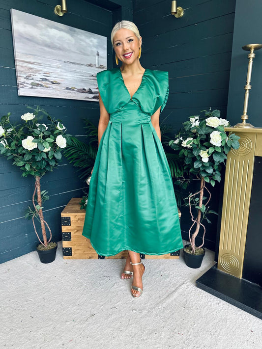 Candice Detailed Occasion Dress Green