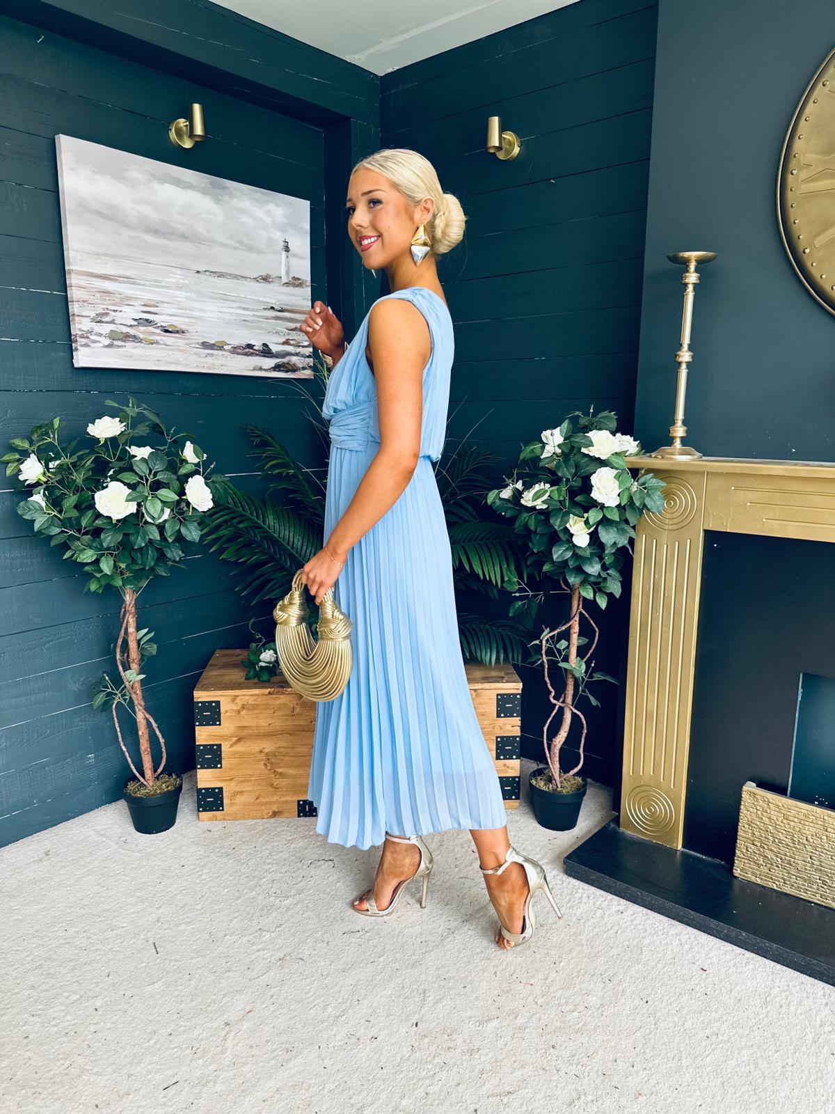 Robyn One Shoulder Midi Dress Pwr Blue