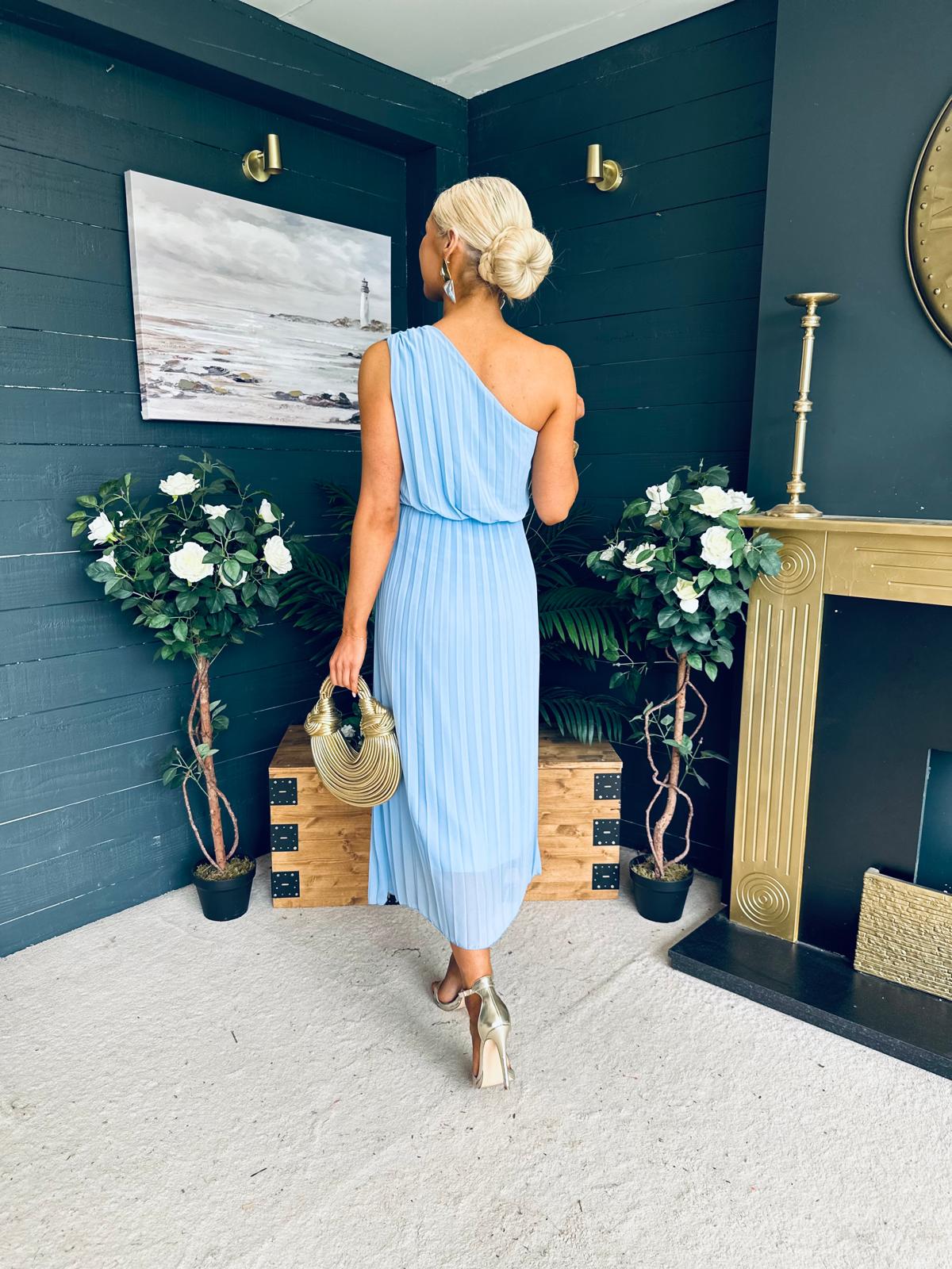 Robyn One Shoulder Midi Dress Pwr Blue