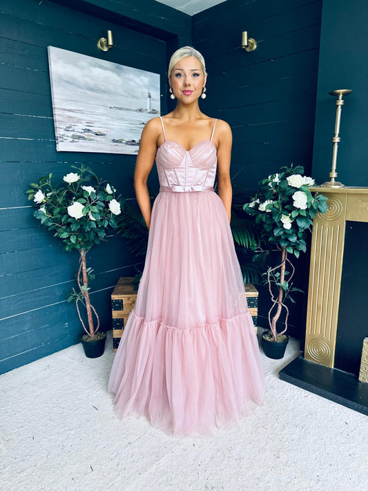 Marley Tulle Occasion Maxi Dress Blush