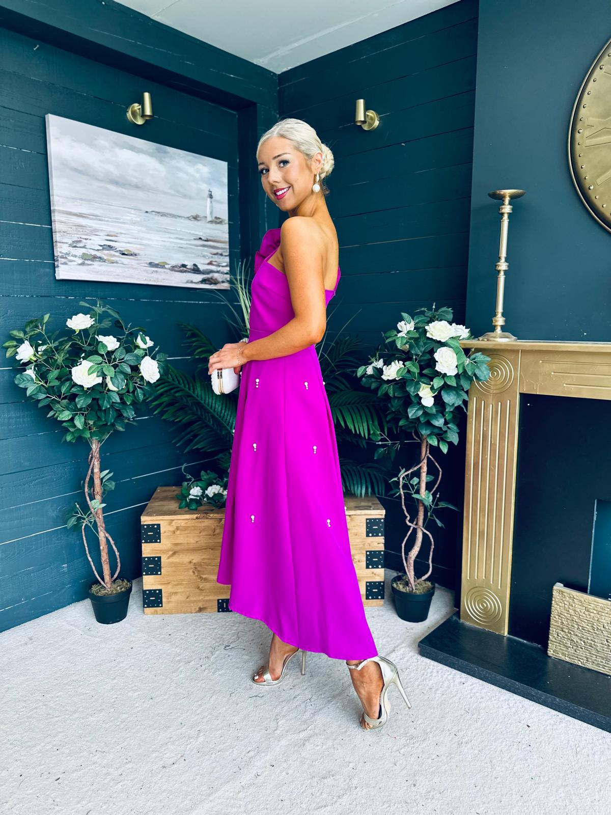 Erin Pearl Detailed Occasion Dress Orchid