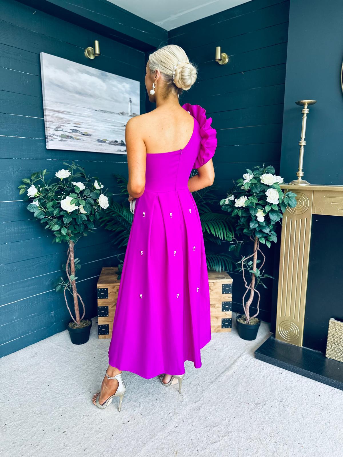 Erin Pearl Detailed Occasion Dress Orchid