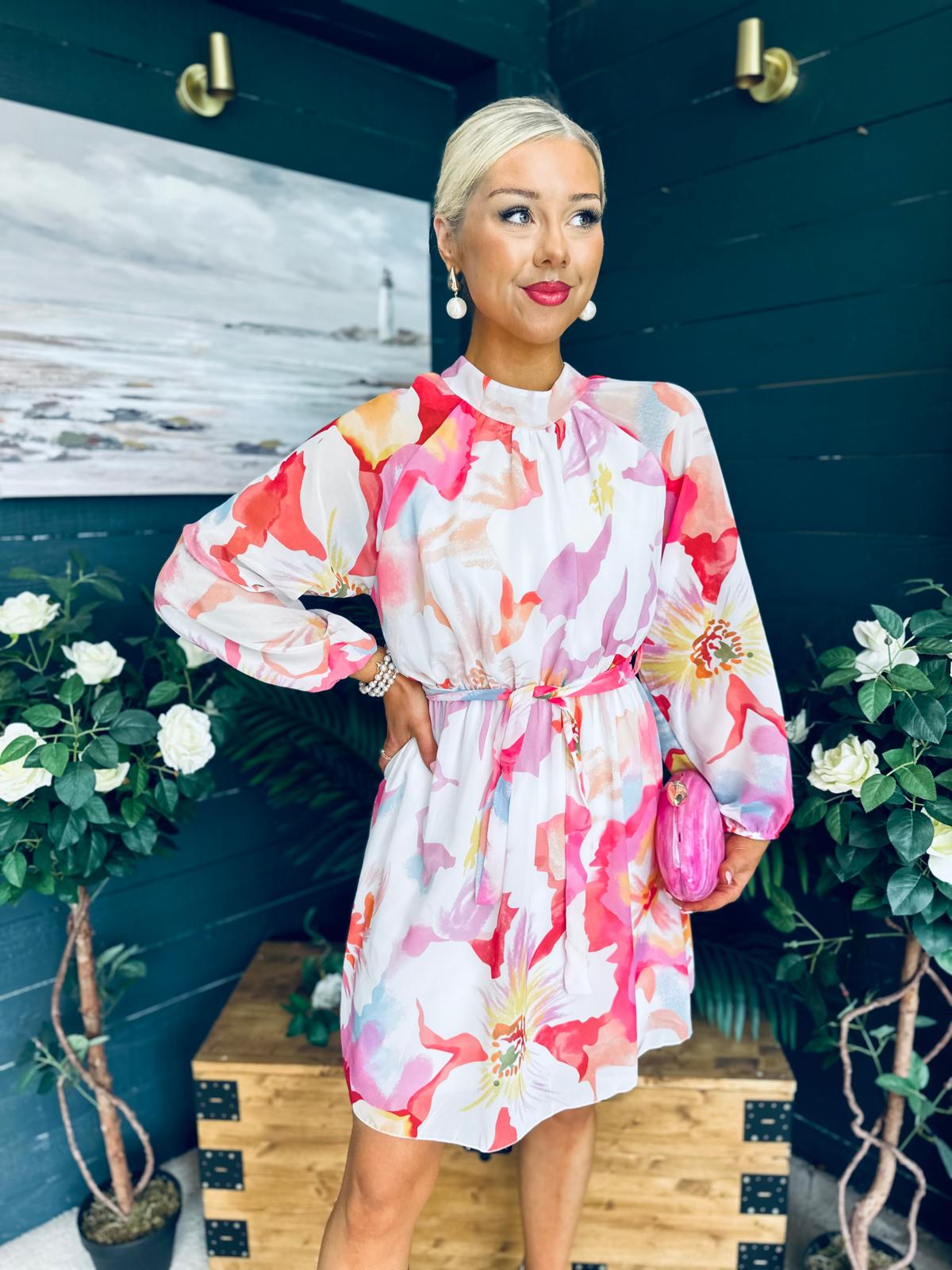 Ciara Detailed Mini Dress Floral White
