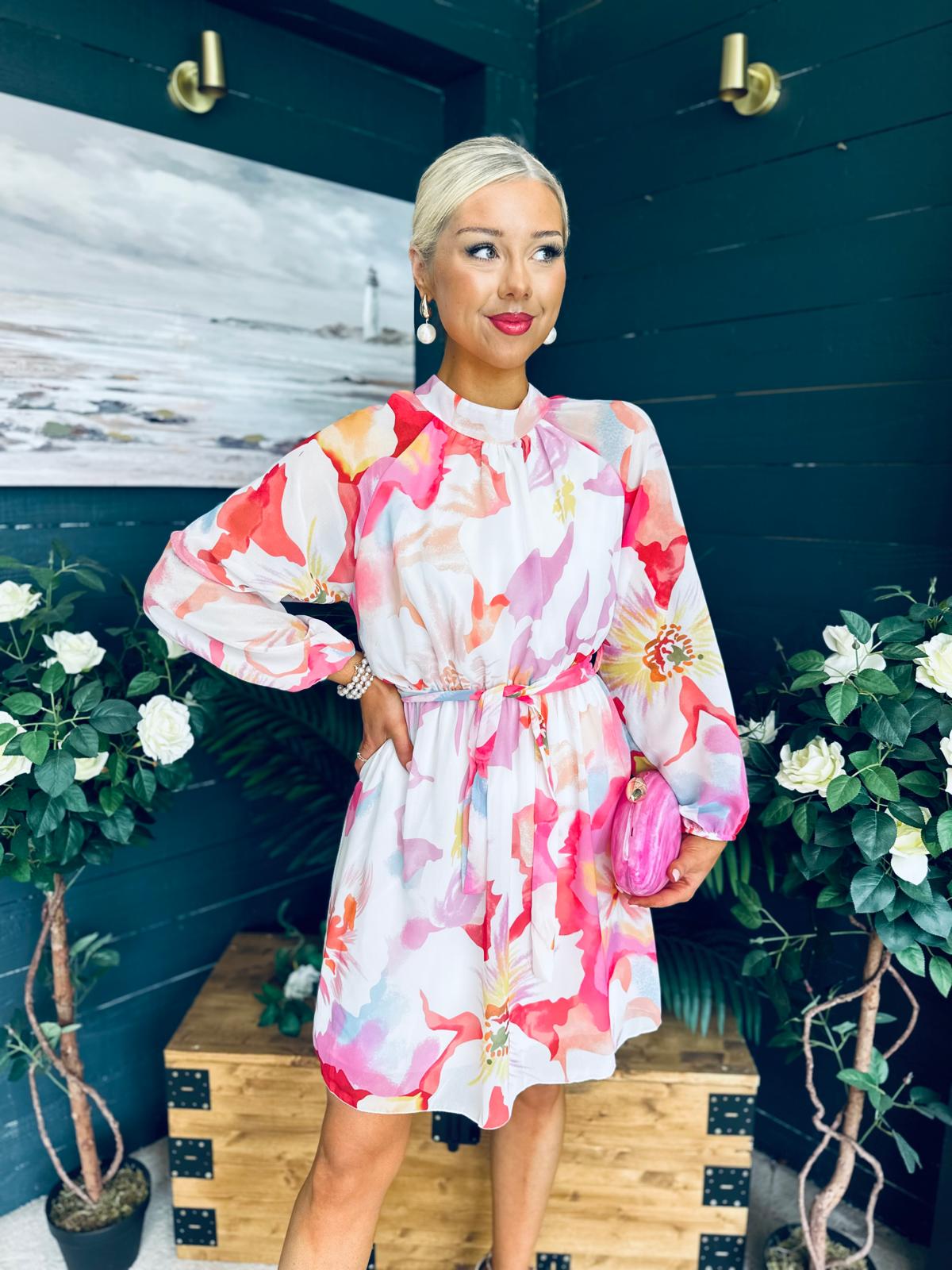 Ciara Detailed Mini Dress Floral White