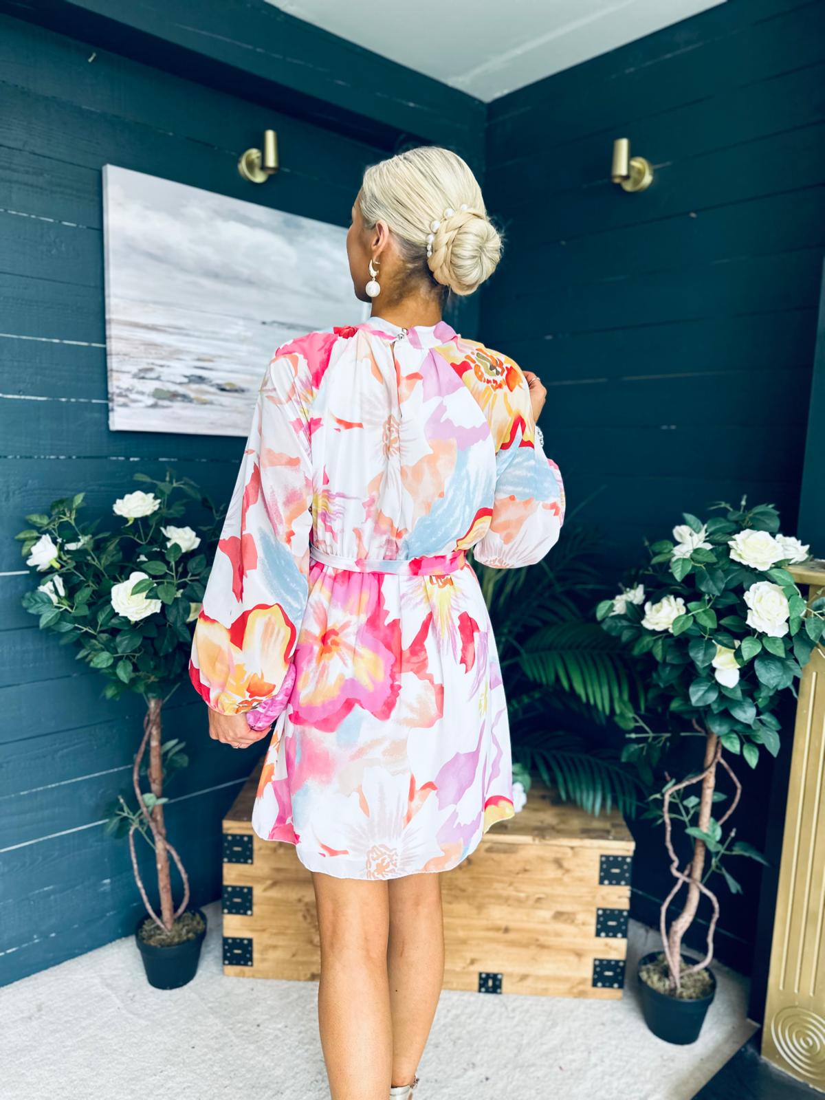 Ciara Detailed Mini Dress Floral White